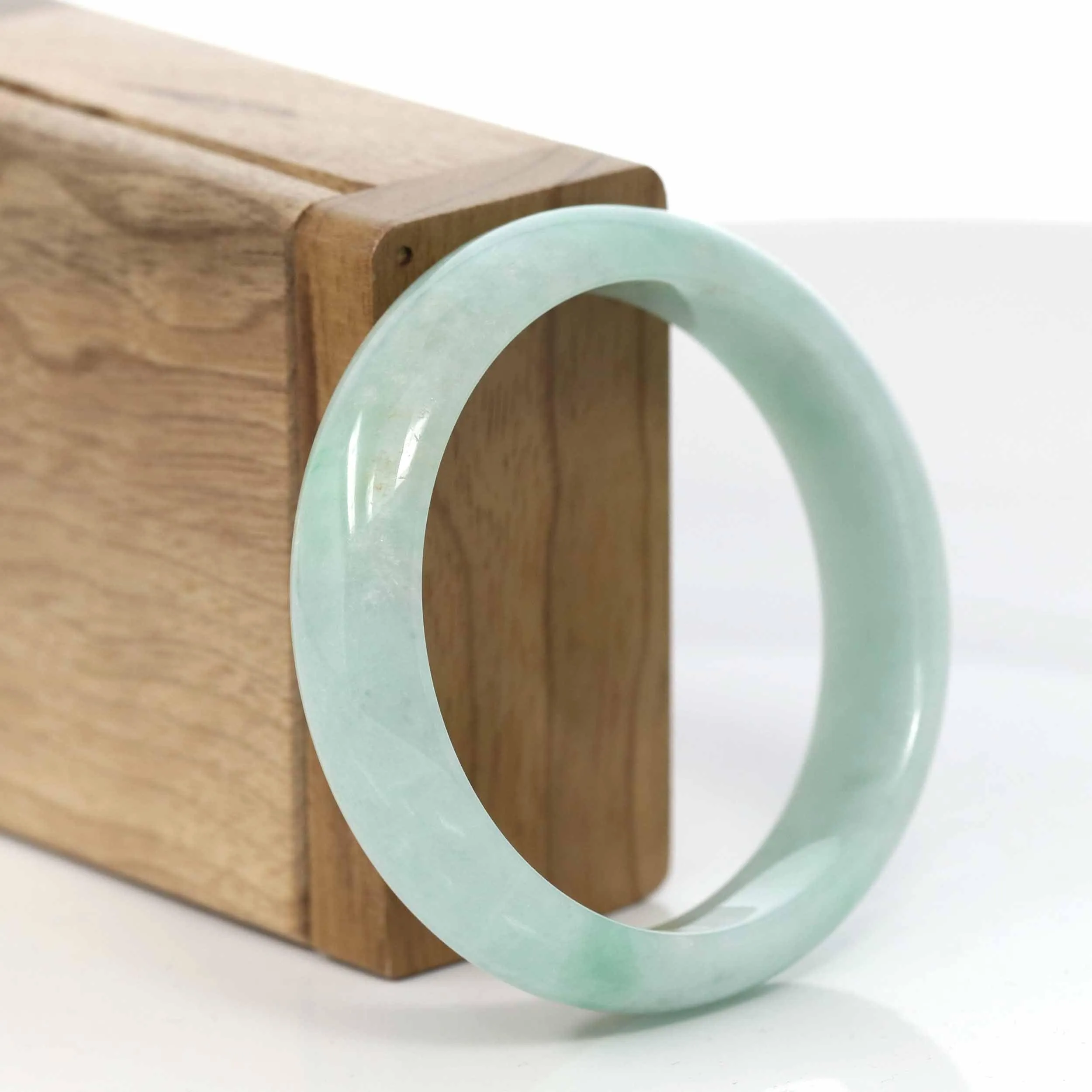 RealJade® Co. "Classic Bangle" Genuine Burmese Green Jadeite Jade Bangle Bracelet (54.69 mm) #418