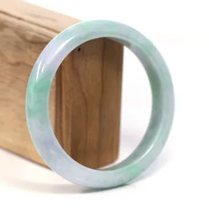 RealJade® Co. "Classic Bangle" Genuine Burmese Green Lavender Jadeite Jade Bangle Bracelet (62.65mm) #T207