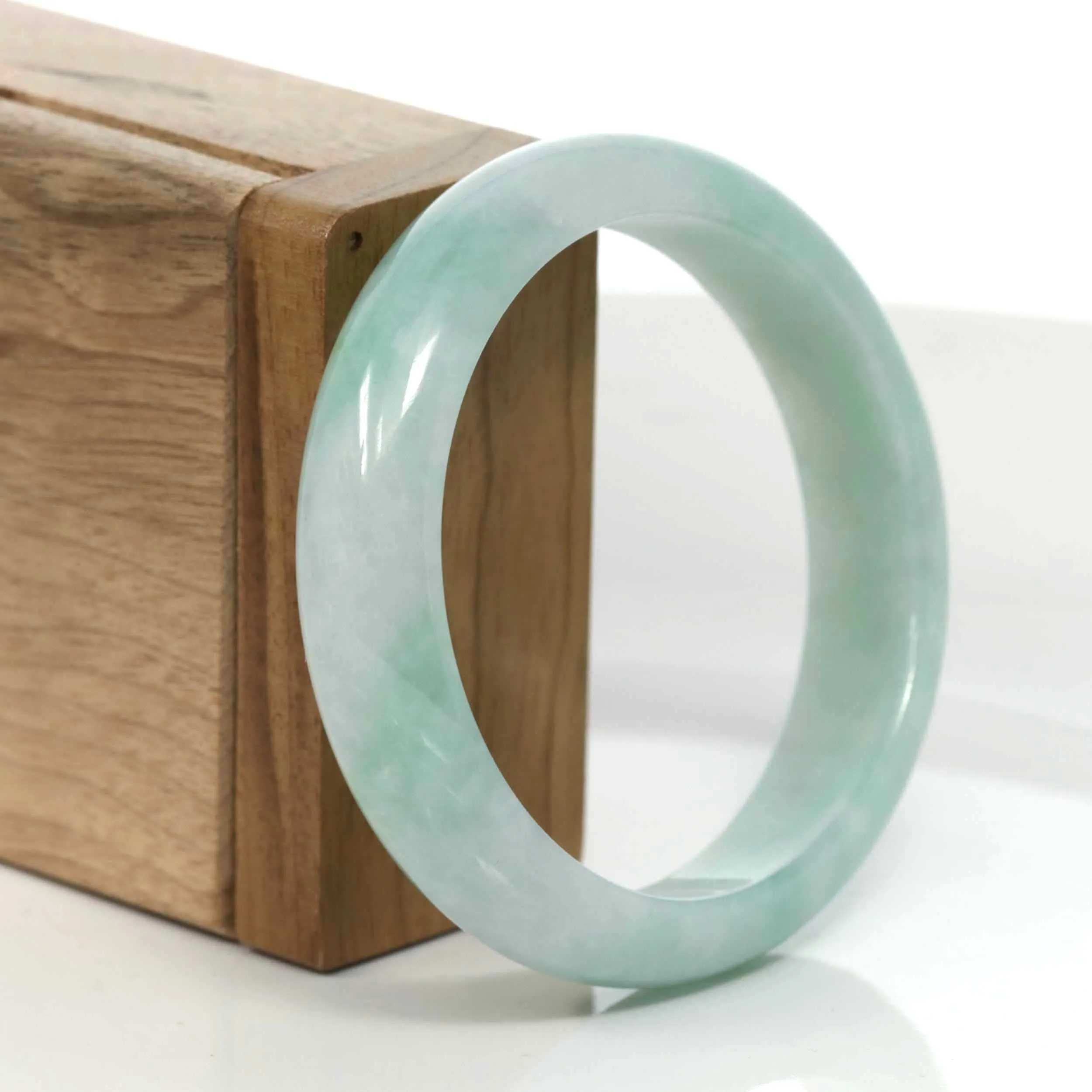 RealJade® Co. "Classic Bangle" Genuine Jadeite Jade Green Bangle Bracelet (57.28mm)#969