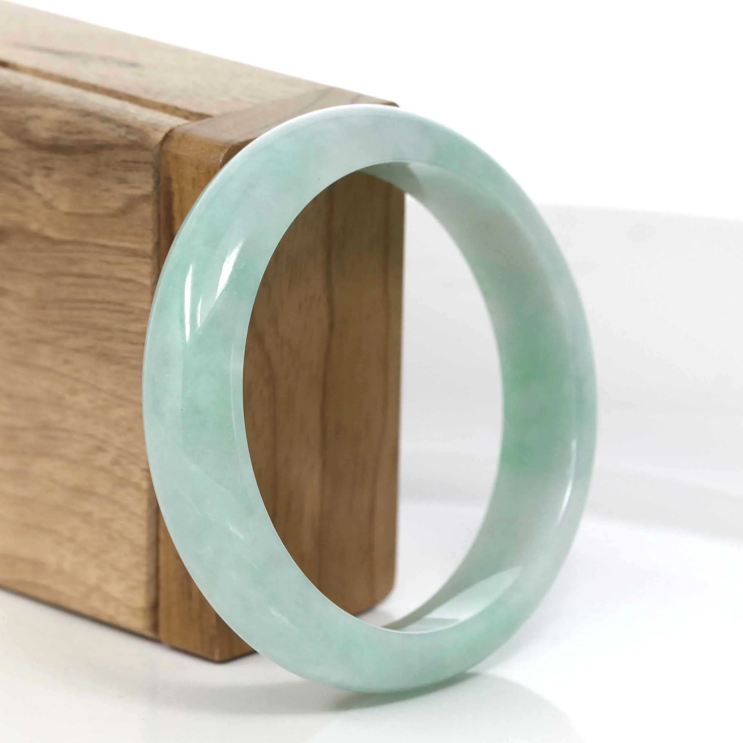 RealJade® Co. "Classic Bangle" Genuine Jadeite Jade Green Bangle Bracelet (57.28mm)#969