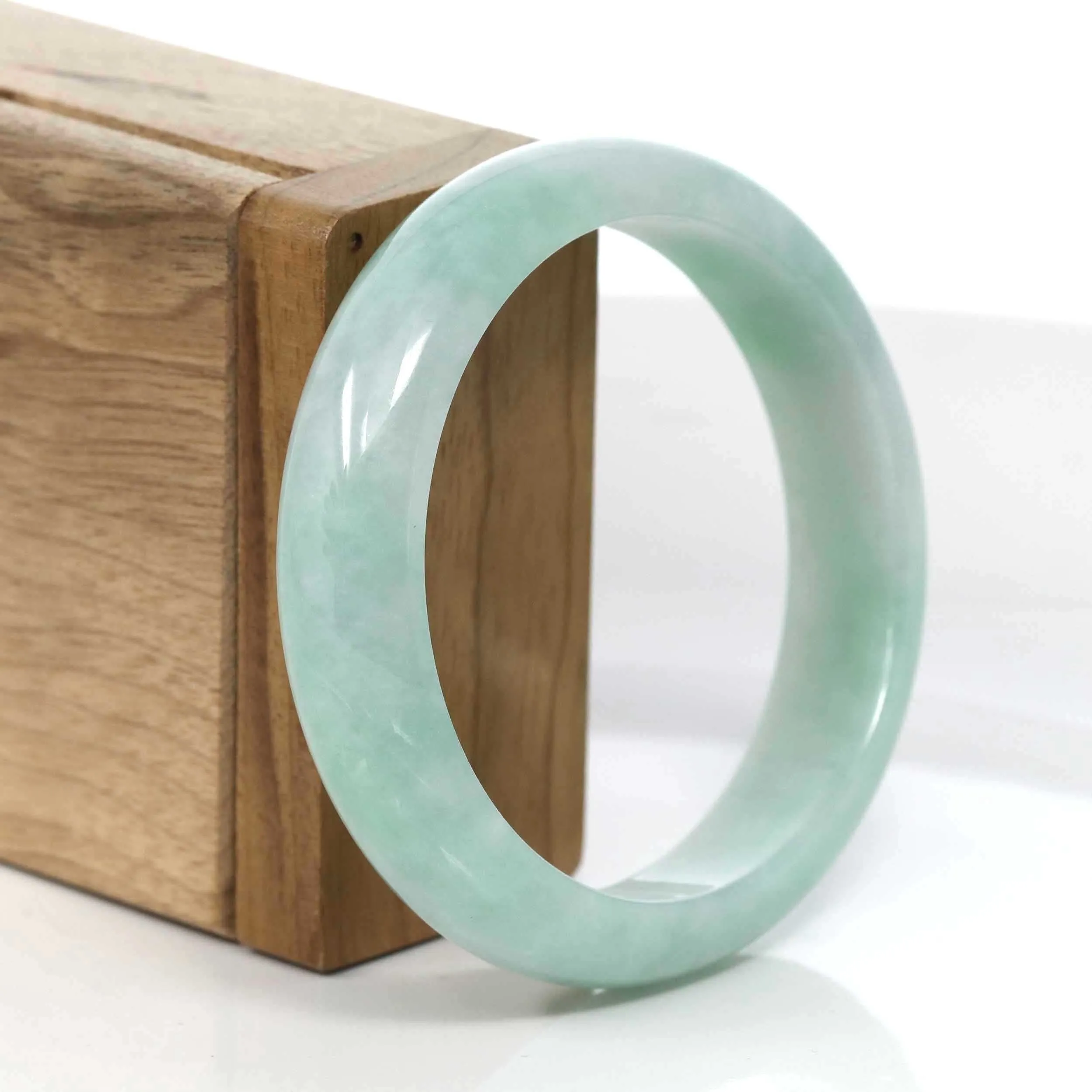 RealJade® Co. "Classic Bangle" Genuine Jadeite Jade Green Bangle Bracelet (57.28mm)#969