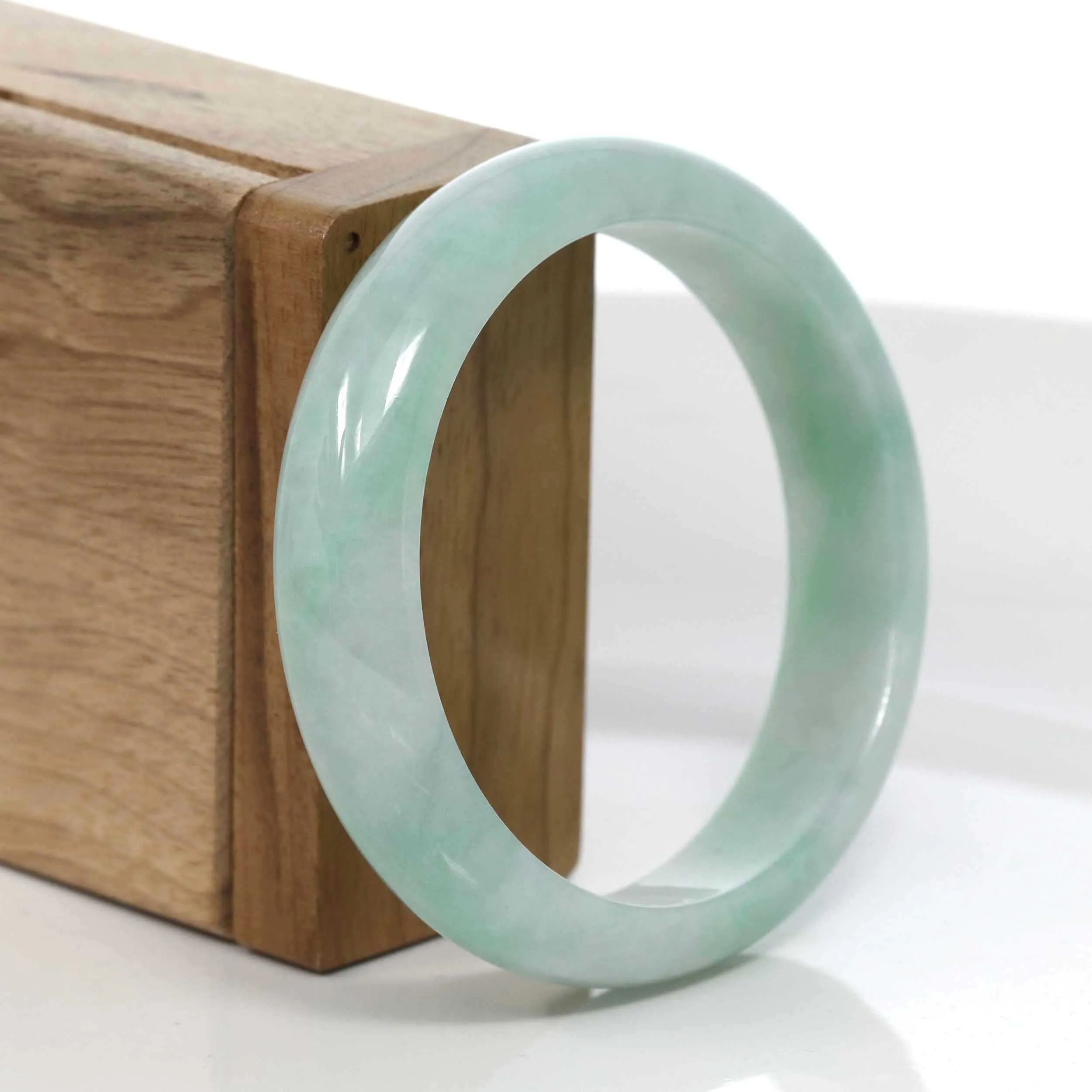 RealJade® Co. "Classic Bangle" Genuine Jadeite Jade Green Bangle Bracelet (57.28mm)#969