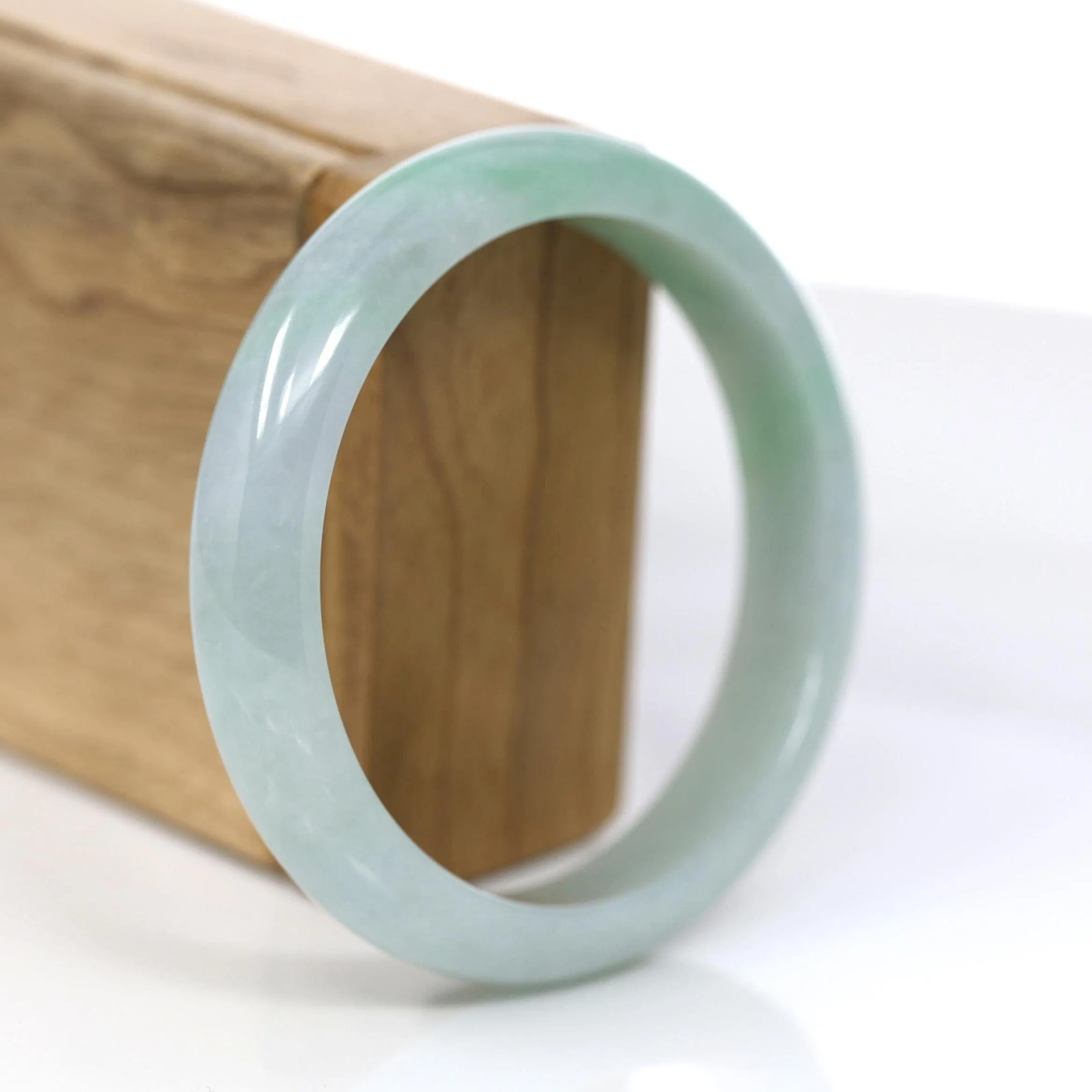 RealJade® Co. "Classic Bangle" Genuine Jadeite Jade Green Bangle Bracelet (59.33mm) #931