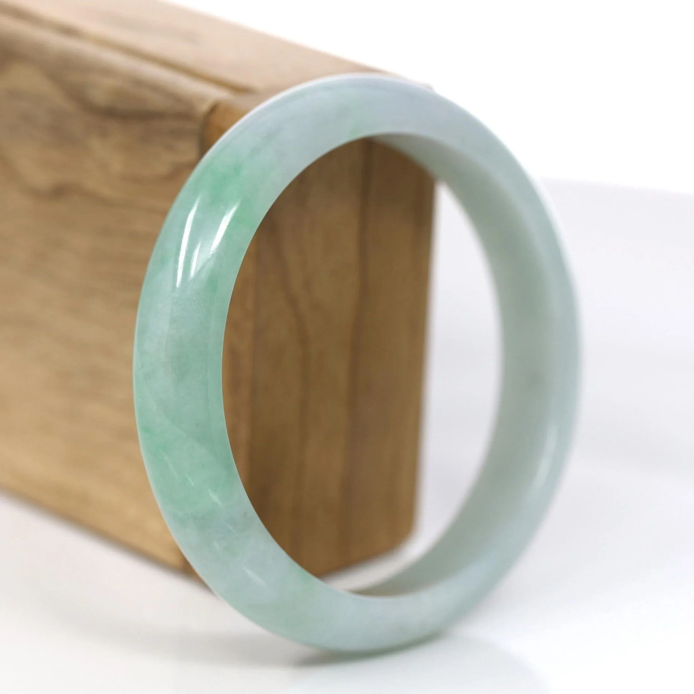 RealJade® Co. "Classic Bangle" Genuine Jadeite Jade Green Bangle Bracelet (59.33mm) #931