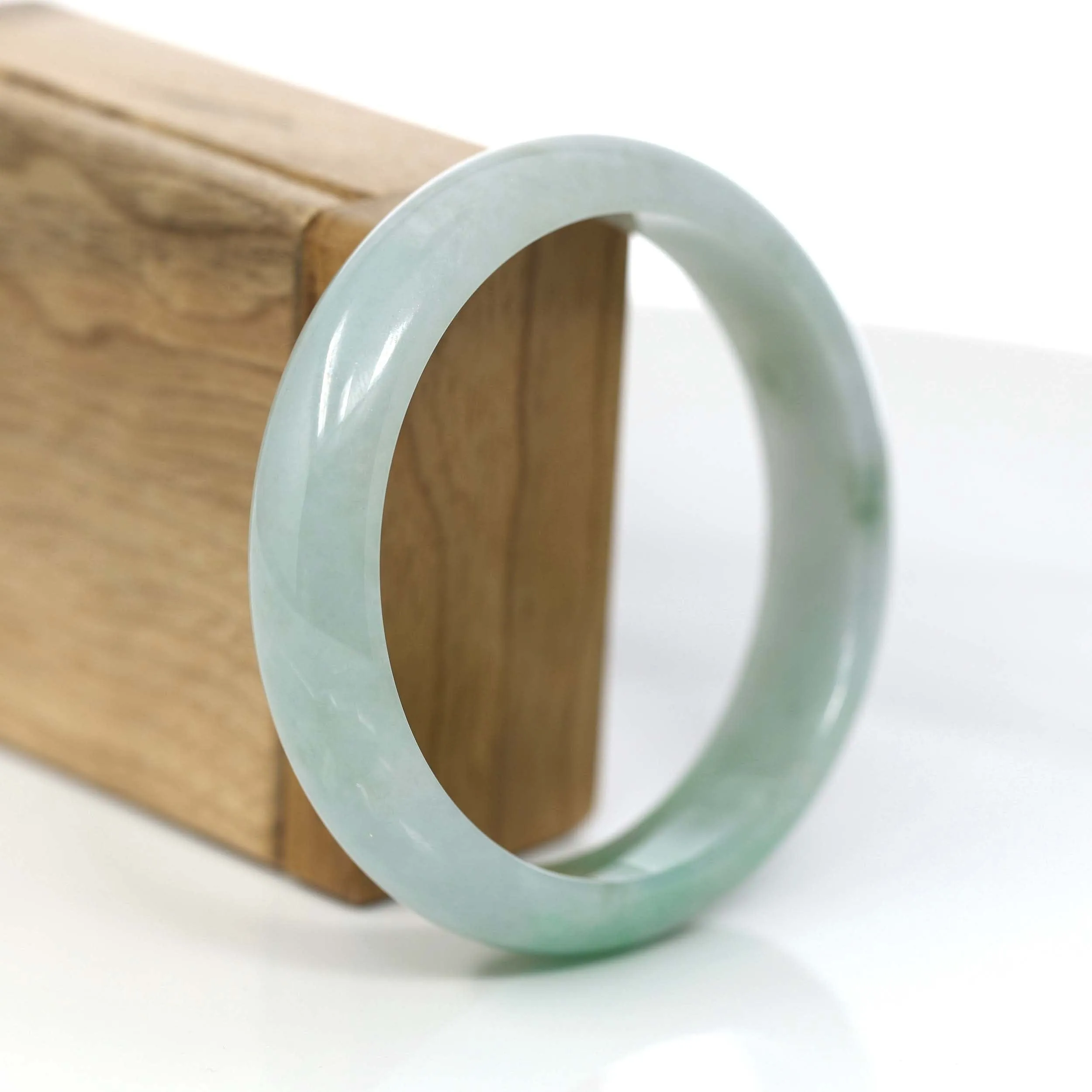 RealJade® Co. "Classic Bangle" Genuine Jadeite Jade Green Bangle Bracelet (61.87mm)#877