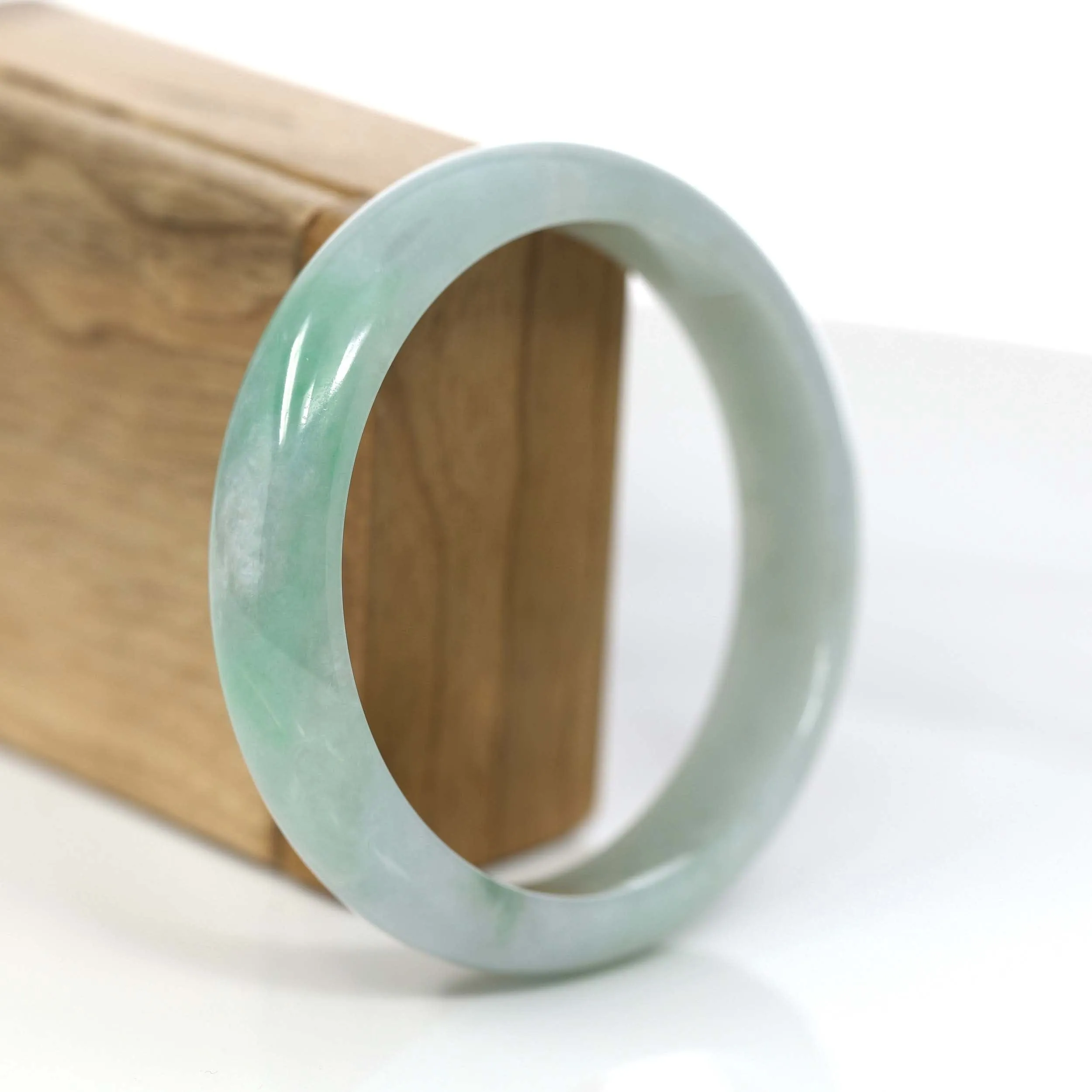 RealJade® Co. "Classic Bangle" Genuine Jadeite Jade Green Bangle Bracelet (61.87mm)#877