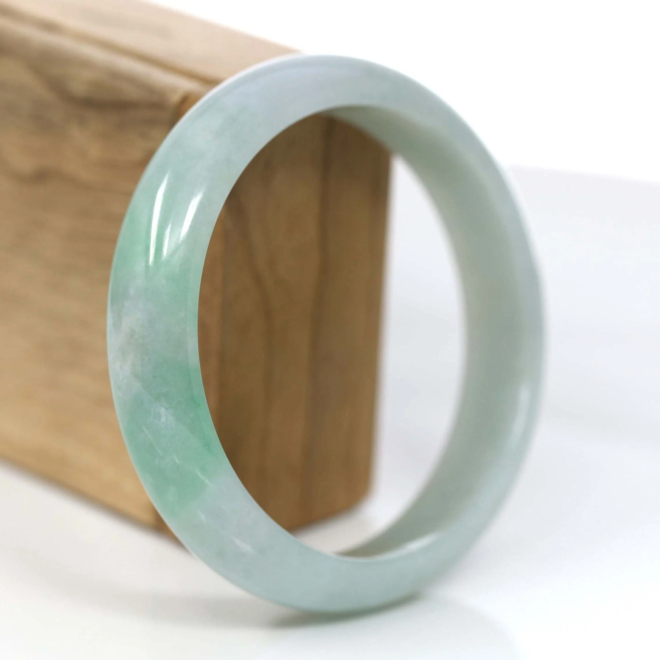 RealJade® Co. "Classic Bangle" Genuine Jadeite Jade Green Bangle Bracelet (61.87mm)#877