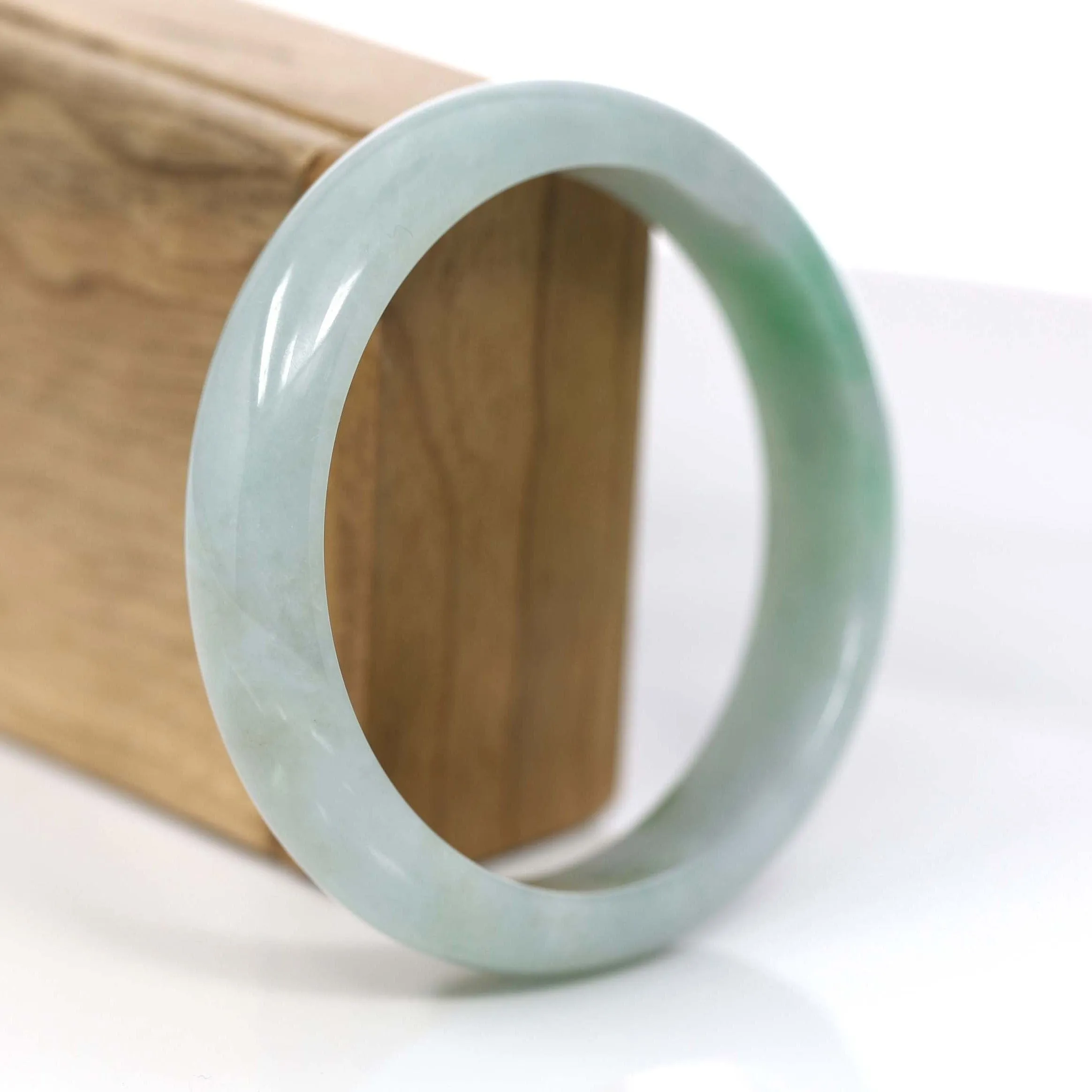 RealJade® Co. "Classic Bangle" Genuine Jadeite Jade Green Bangle Bracelet (61.87mm)#877