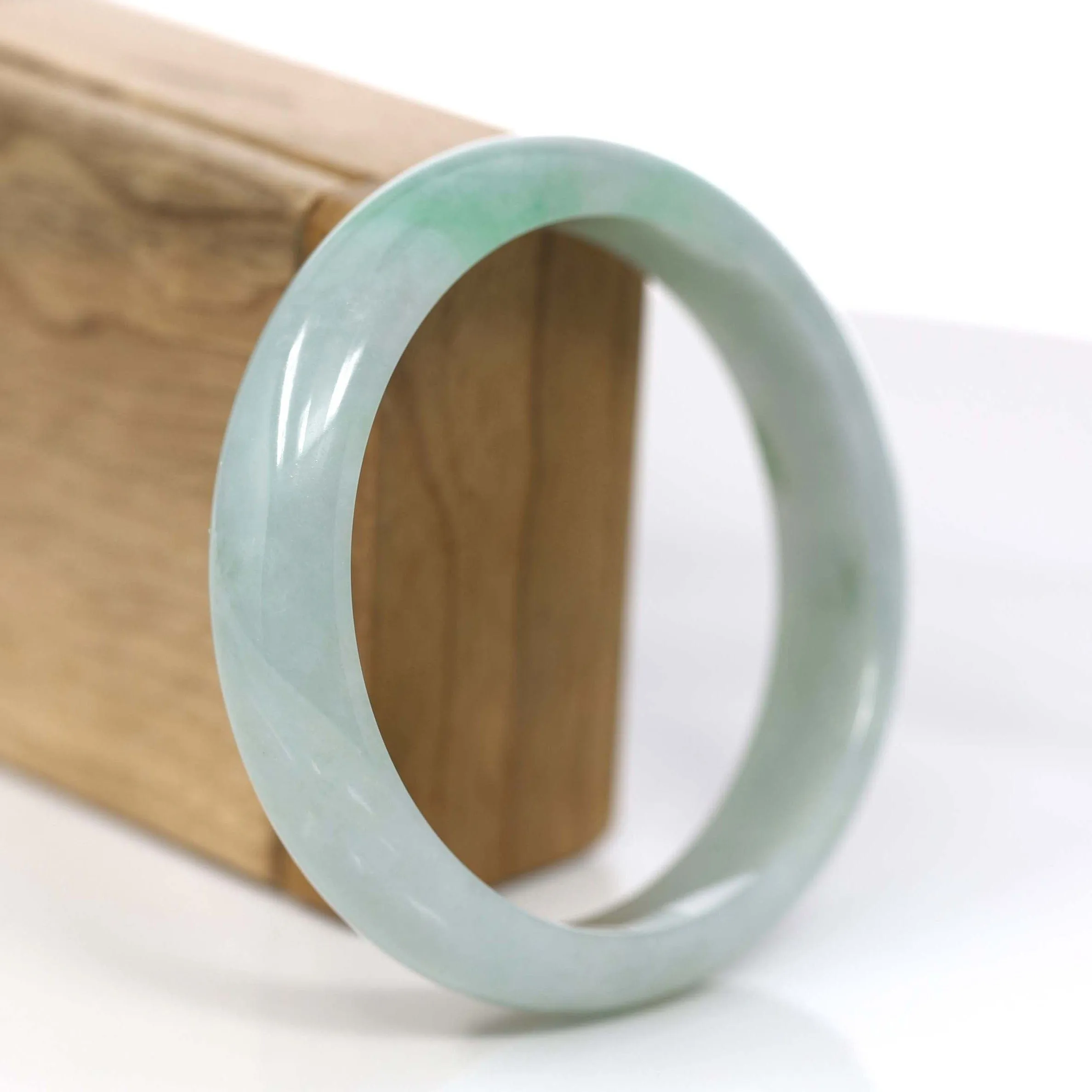 RealJade® Co. "Classic Bangle" Genuine Jadeite Jade Green Bangle Bracelet (61.87mm)#877