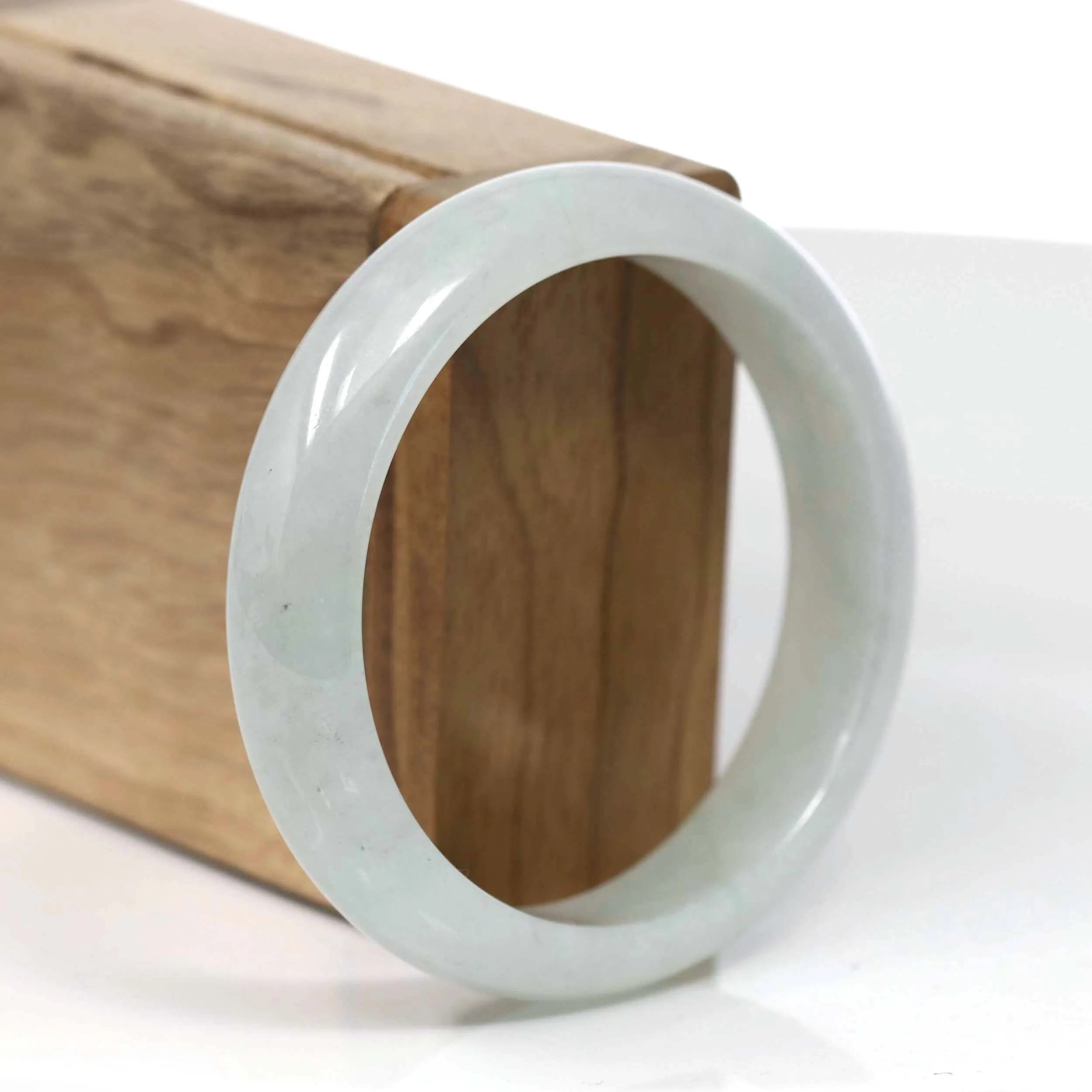 RealJade® Co. "Classic Bangle" White Natural Burmese Jadeite Jade Bangle ( 57.35mm ) #T133