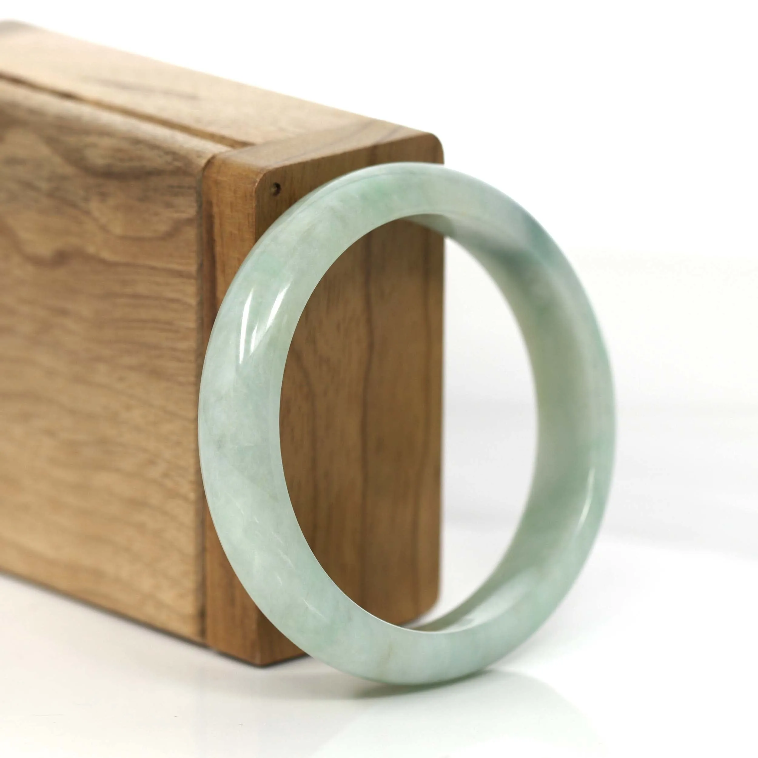 RealJade® Co.  "Classic Bangle" Yellow Green Natural Burmese Jadeite Jade Bangle (53.67mm )#828