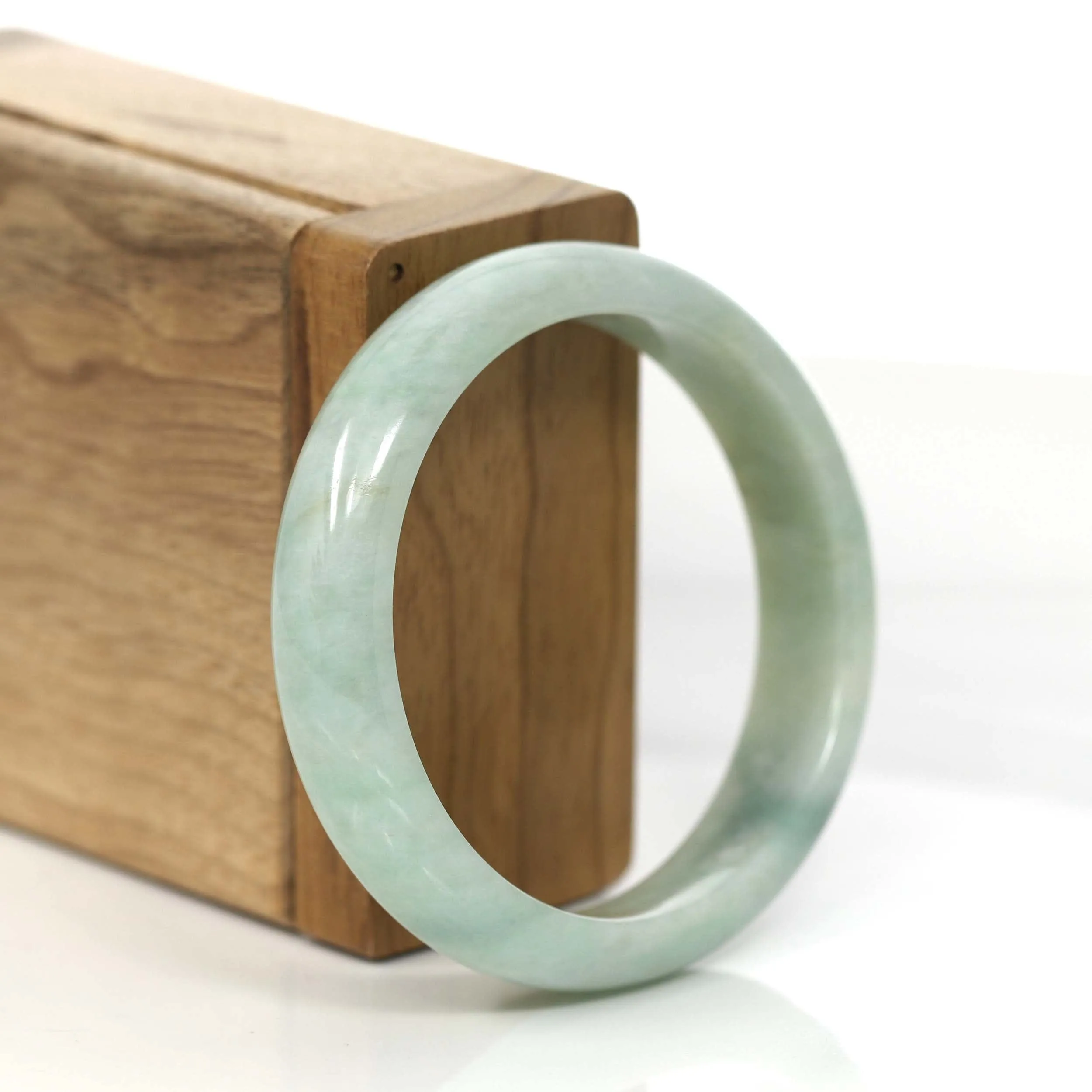 RealJade® Co.  "Classic Bangle" Yellow Green Natural Burmese Jadeite Jade Bangle (53.67mm )#828