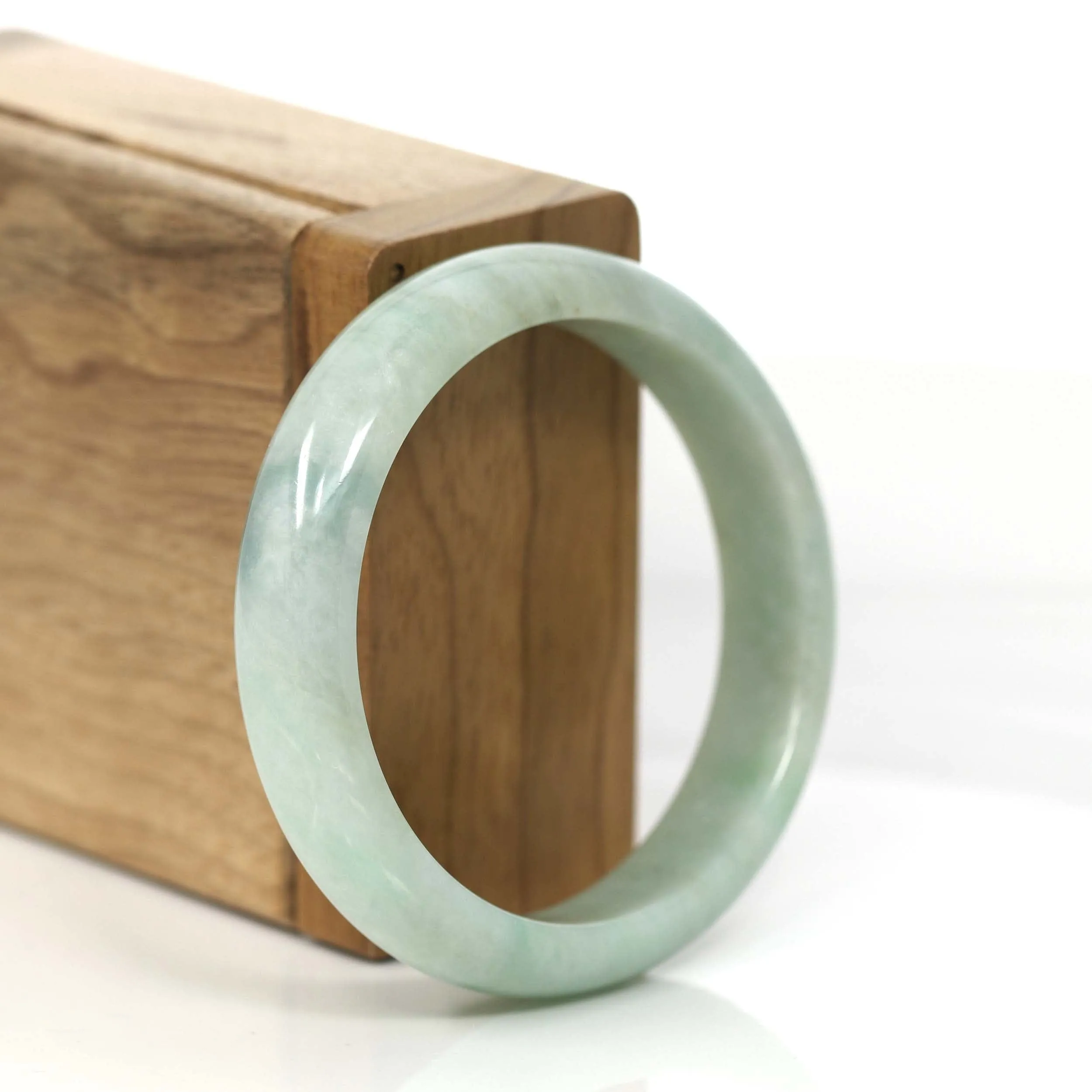 RealJade® Co.  "Classic Bangle" Yellow Green Natural Burmese Jadeite Jade Bangle (53.67mm )#828