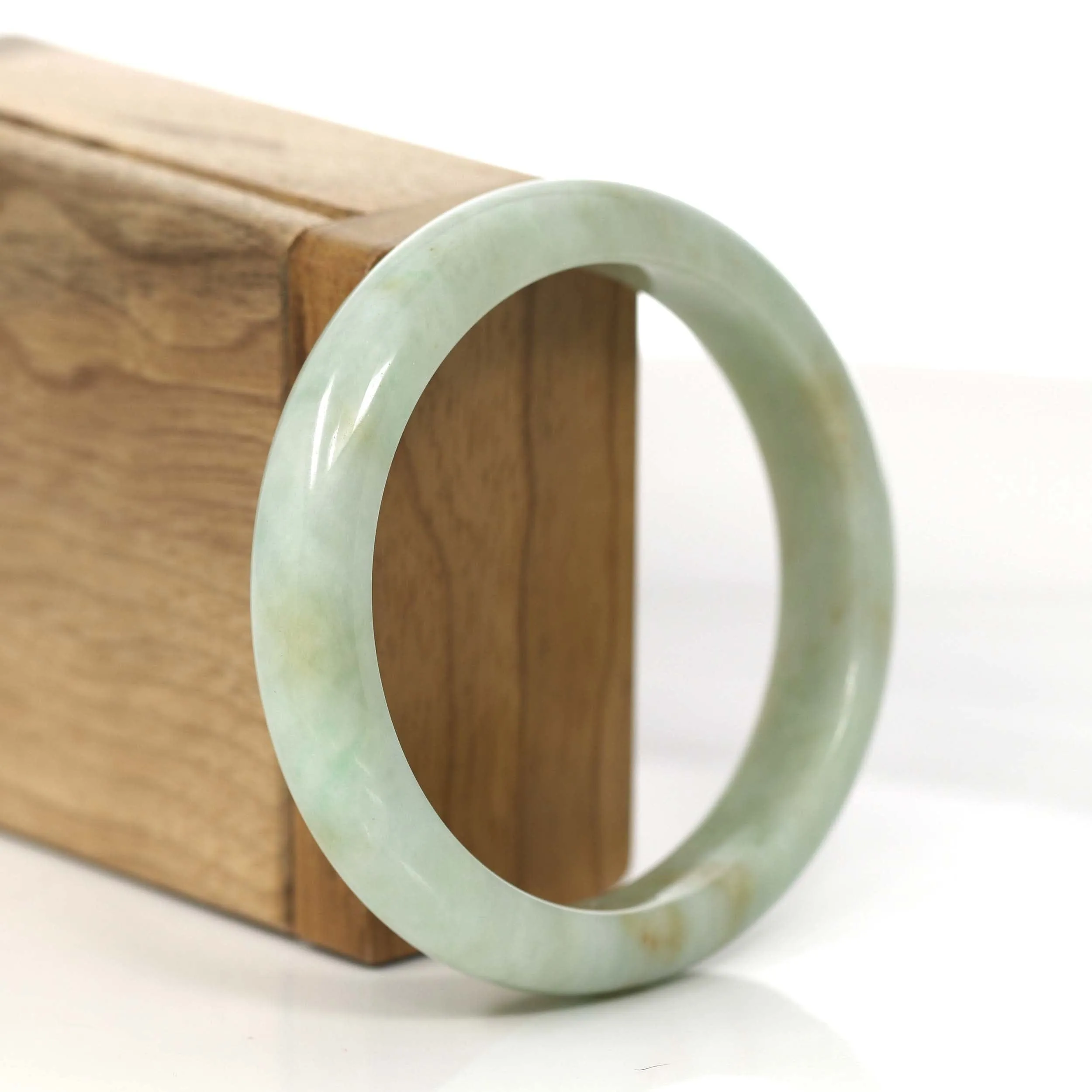 RealJade® Co.  "Classic Bangle" Yellow Green Natural Burmese Jadeite Jade Bangle (57.42 mm) #758