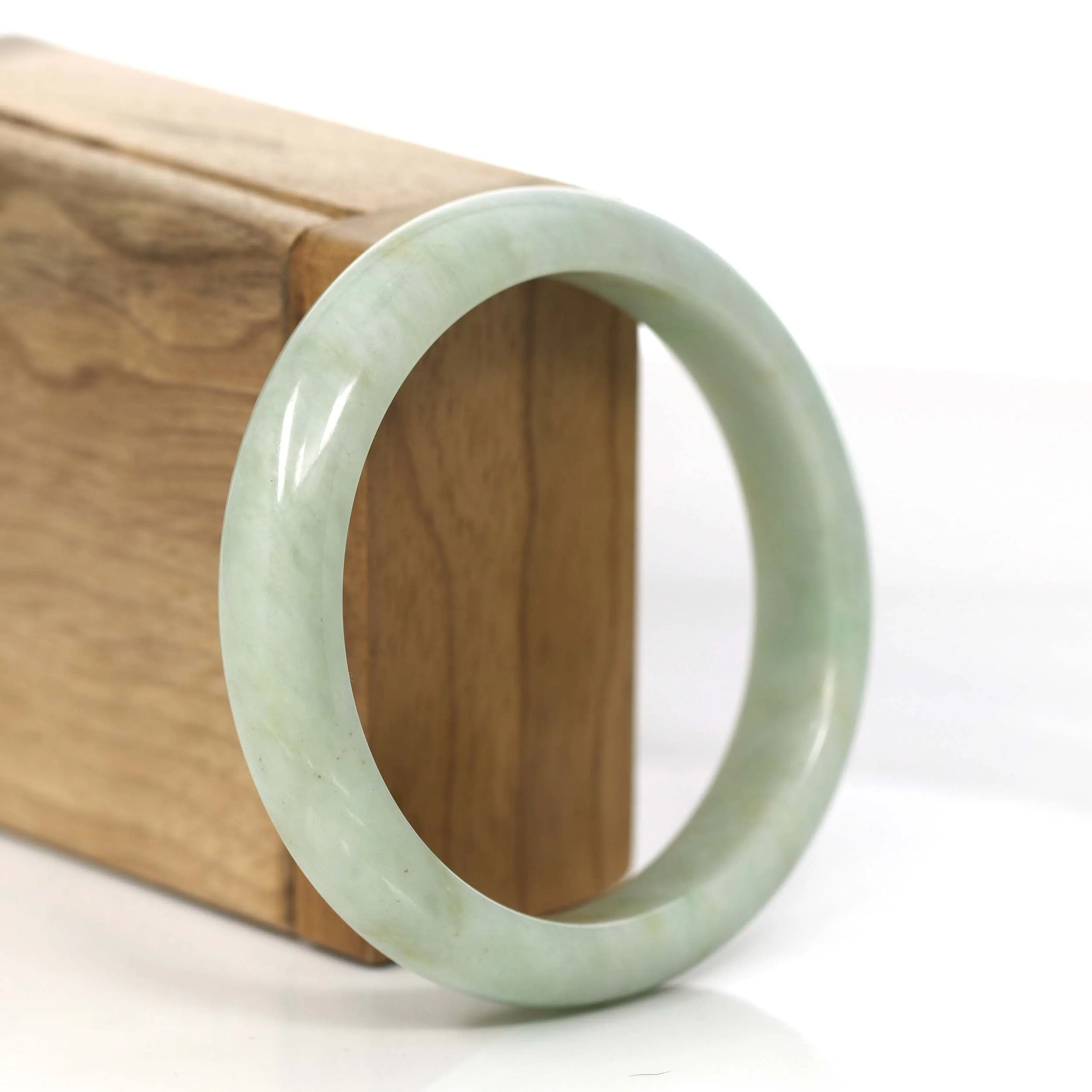 RealJade® Co.  "Classic Bangle" Yellow Green Natural Burmese Jadeite Jade Bangle (57.42 mm) #758