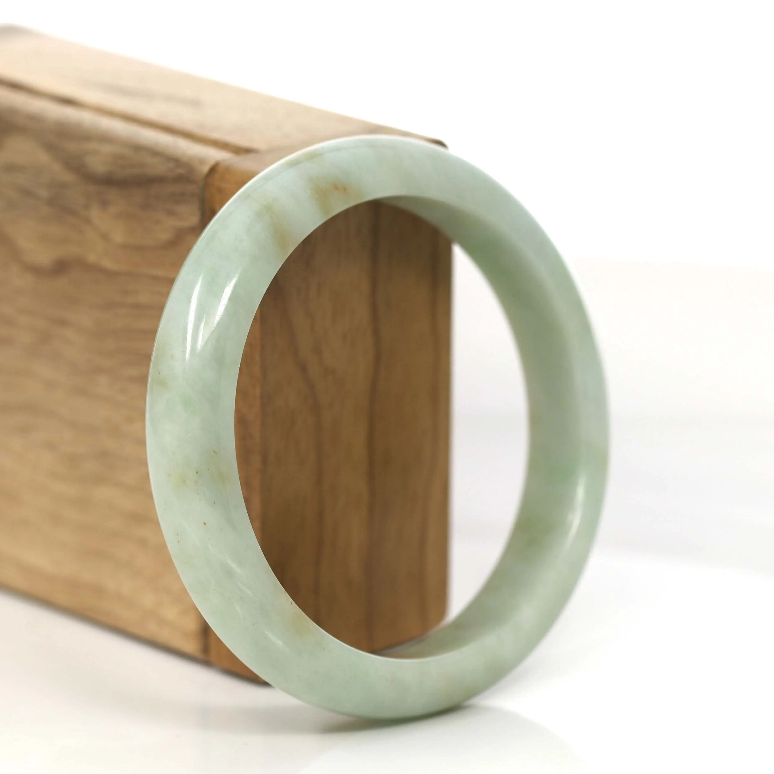 RealJade® Co.  "Classic Bangle" Yellow Green Natural Burmese Jadeite Jade Bangle (57.42 mm) #758