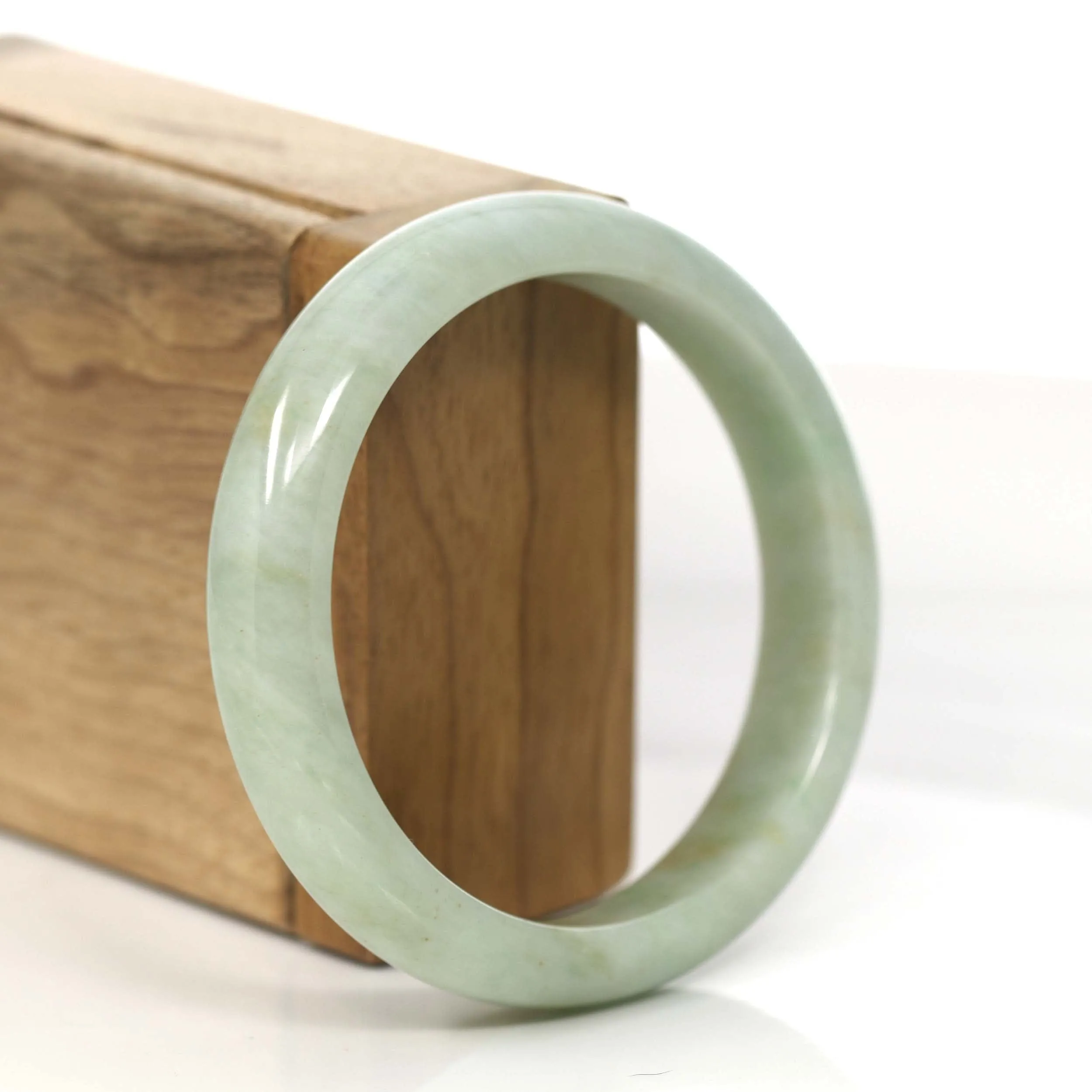 RealJade® Co.  "Classic Bangle" Yellow Green Natural Burmese Jadeite Jade Bangle (57.42 mm) #758