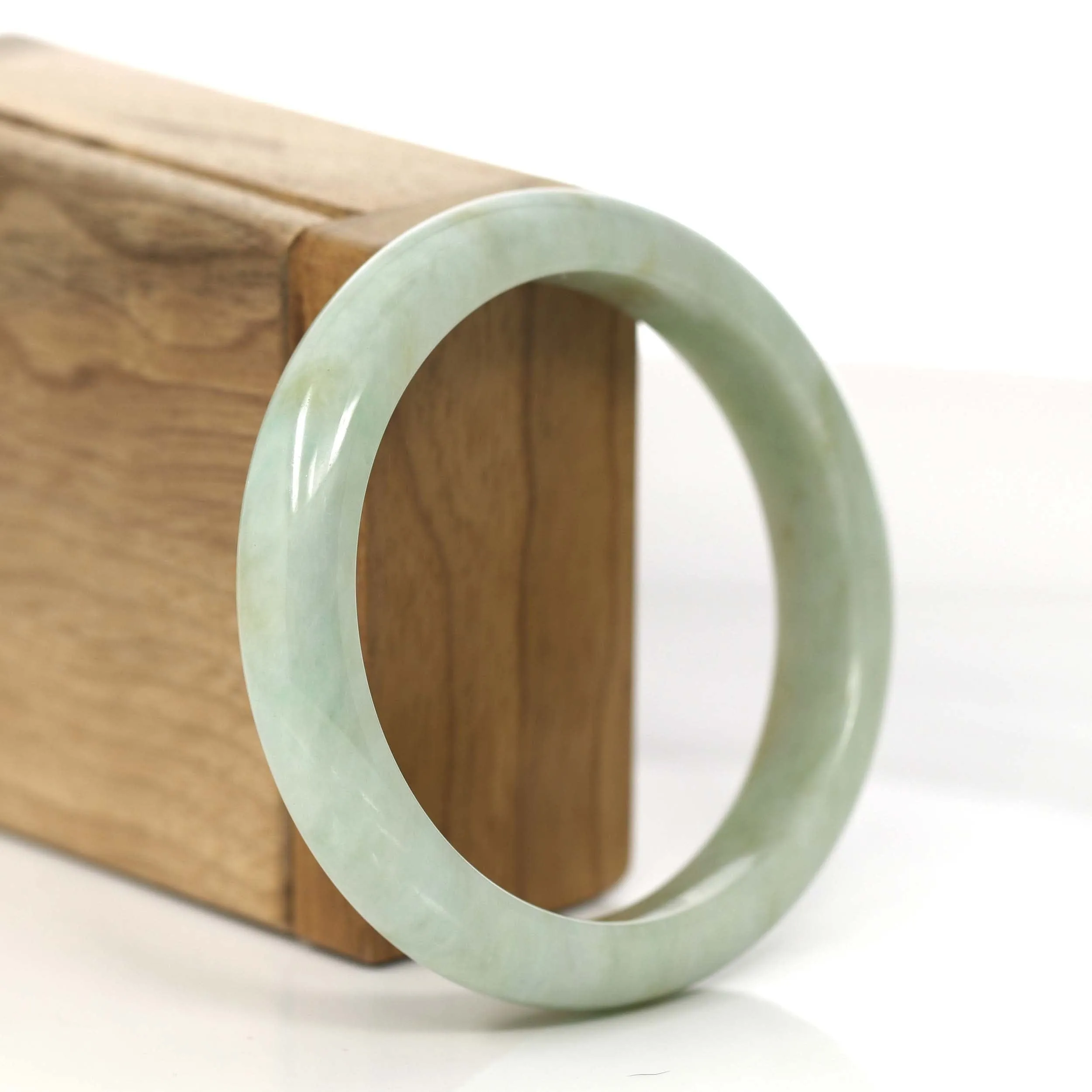 RealJade® Co.  "Classic Bangle" Yellow Green Natural Burmese Jadeite Jade Bangle (57.42 mm) #758