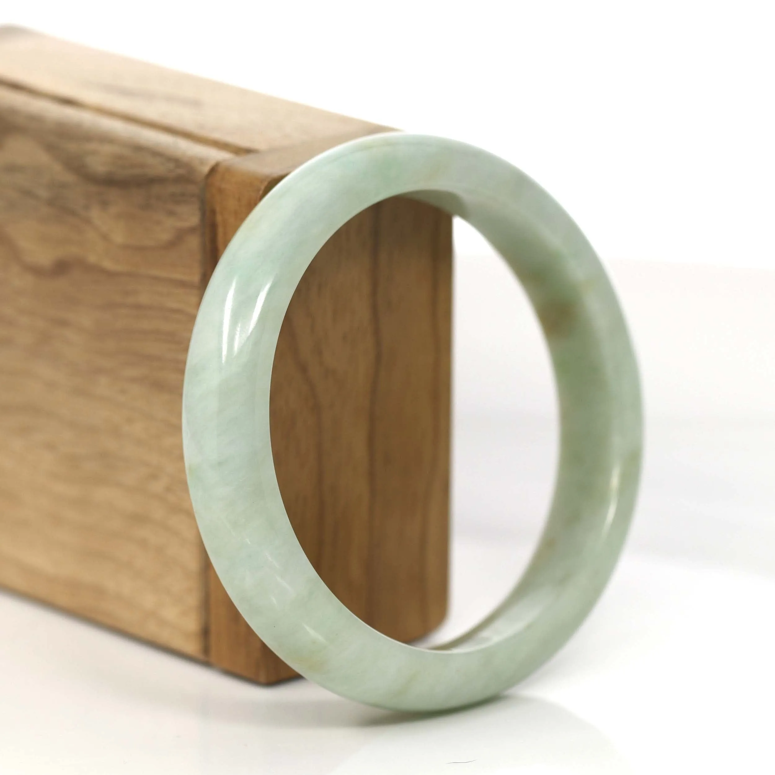 RealJade® Co.  "Classic Bangle" Yellow Green Natural Burmese Jadeite Jade Bangle (57.42 mm) #758