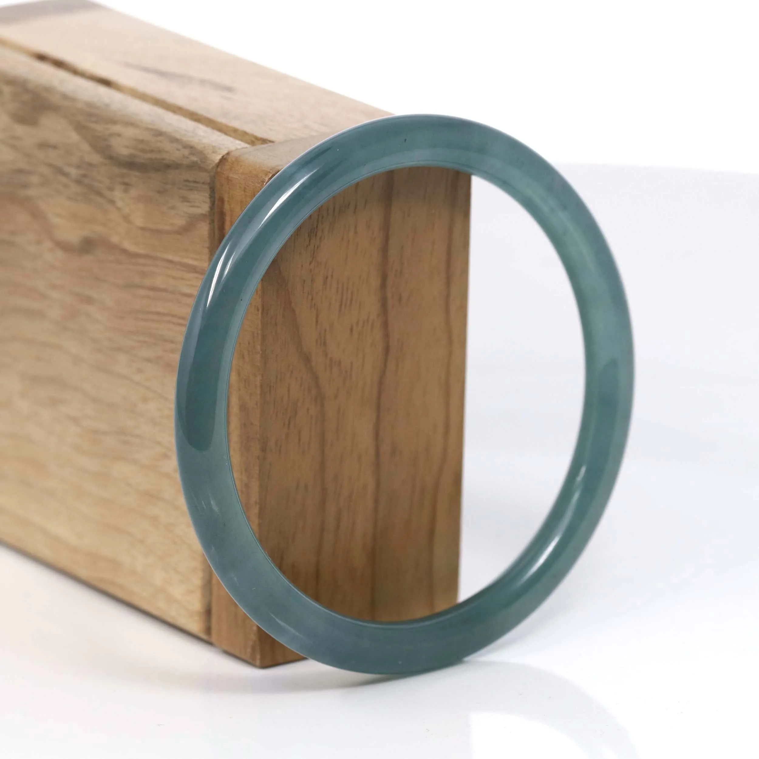RealJade® Co. "Petite" High Natural Guatemalan Blue Jadeite Jade Bangle Bracelet (58.96 mm) #T058