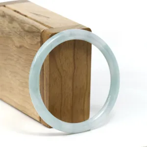 RealJade Co.® "Petite" Natural Burmese White-Green Jadeite Jade Bangle Bracelet (56.01 mm) #T262