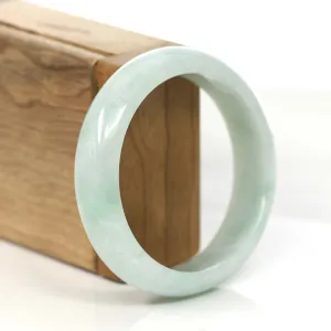 RealJade® Co. "Princess Half Round" Blue- Green Jadeite Jade Wider Bangle Bracelet (57.57 mm) #779