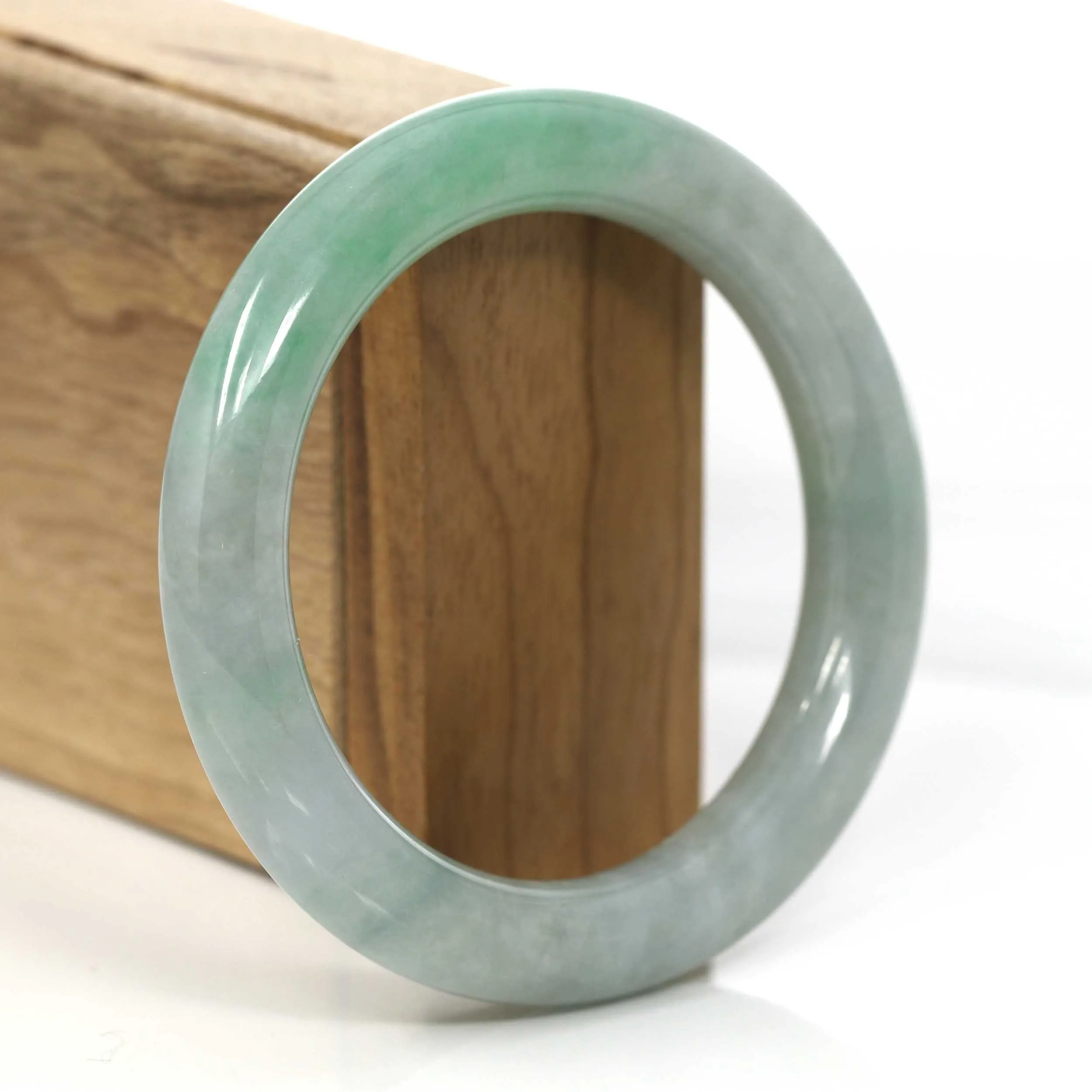 RealJade® Co.'s Classic Real Jadeite Jade Bangle Bracelet (57.17 mm) #919