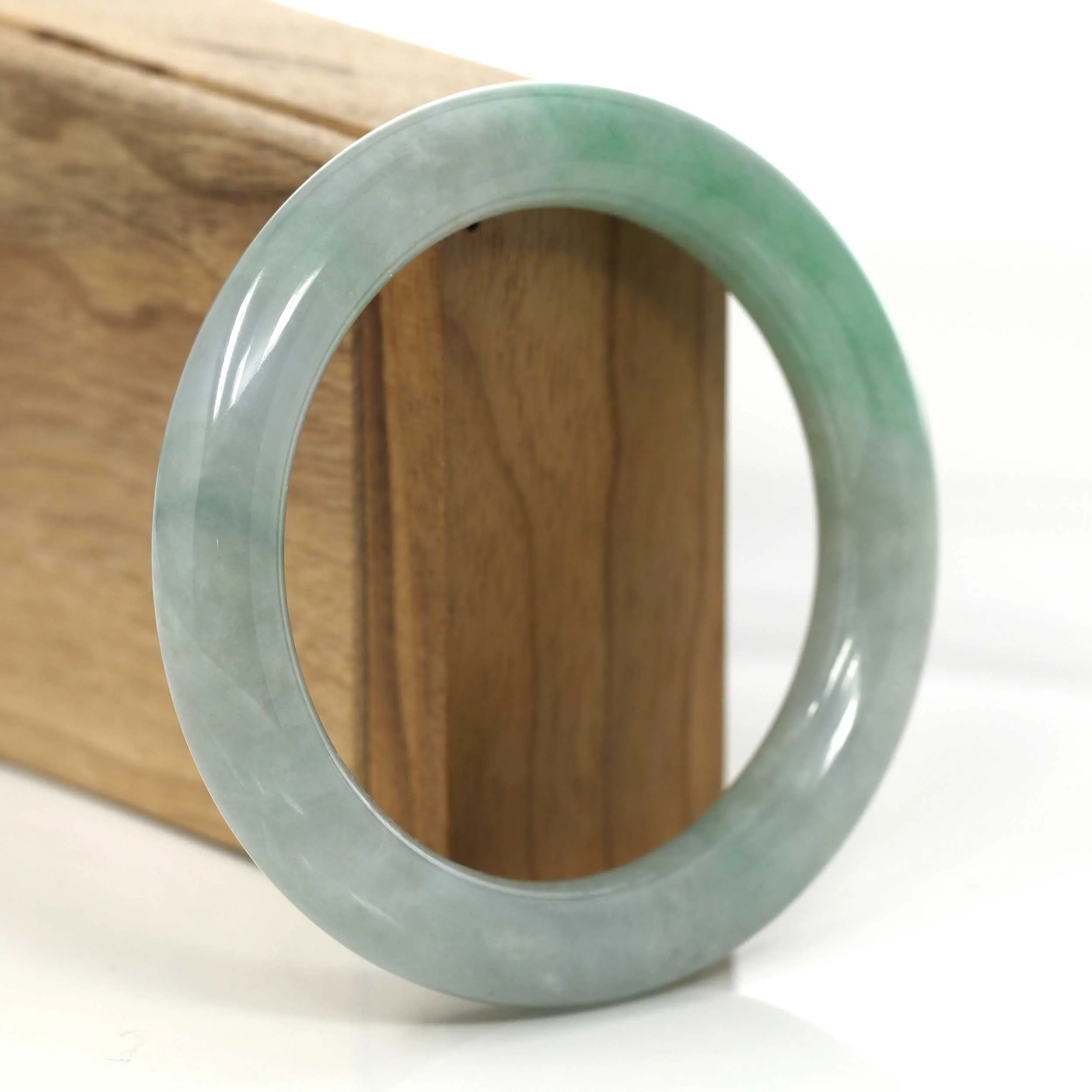 RealJade® Co.'s Classic Real Jadeite Jade Bangle Bracelet (57.17 mm) #919