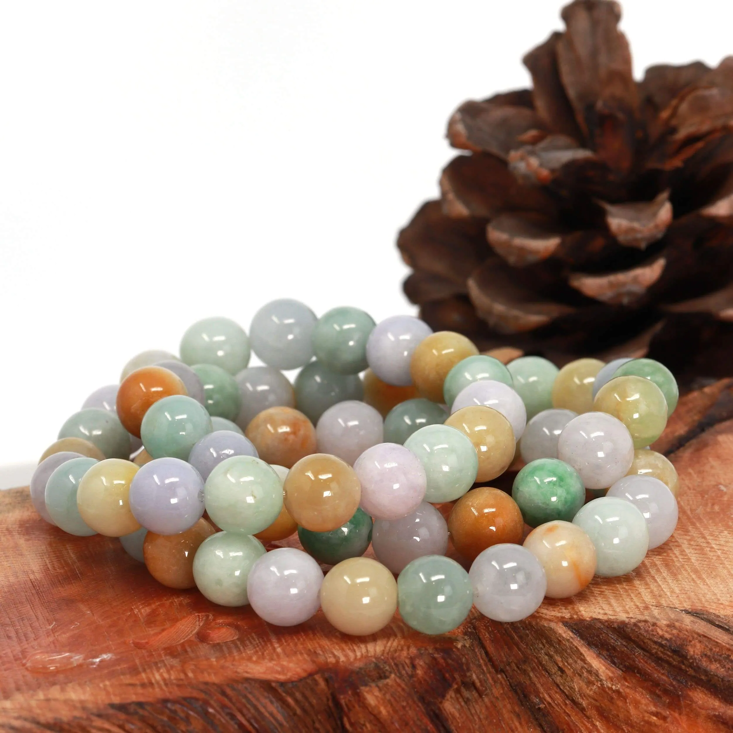 RealJade® Genuine Yellow Jadeite Jade Round Beads Bracelet ( 9.5 mm )