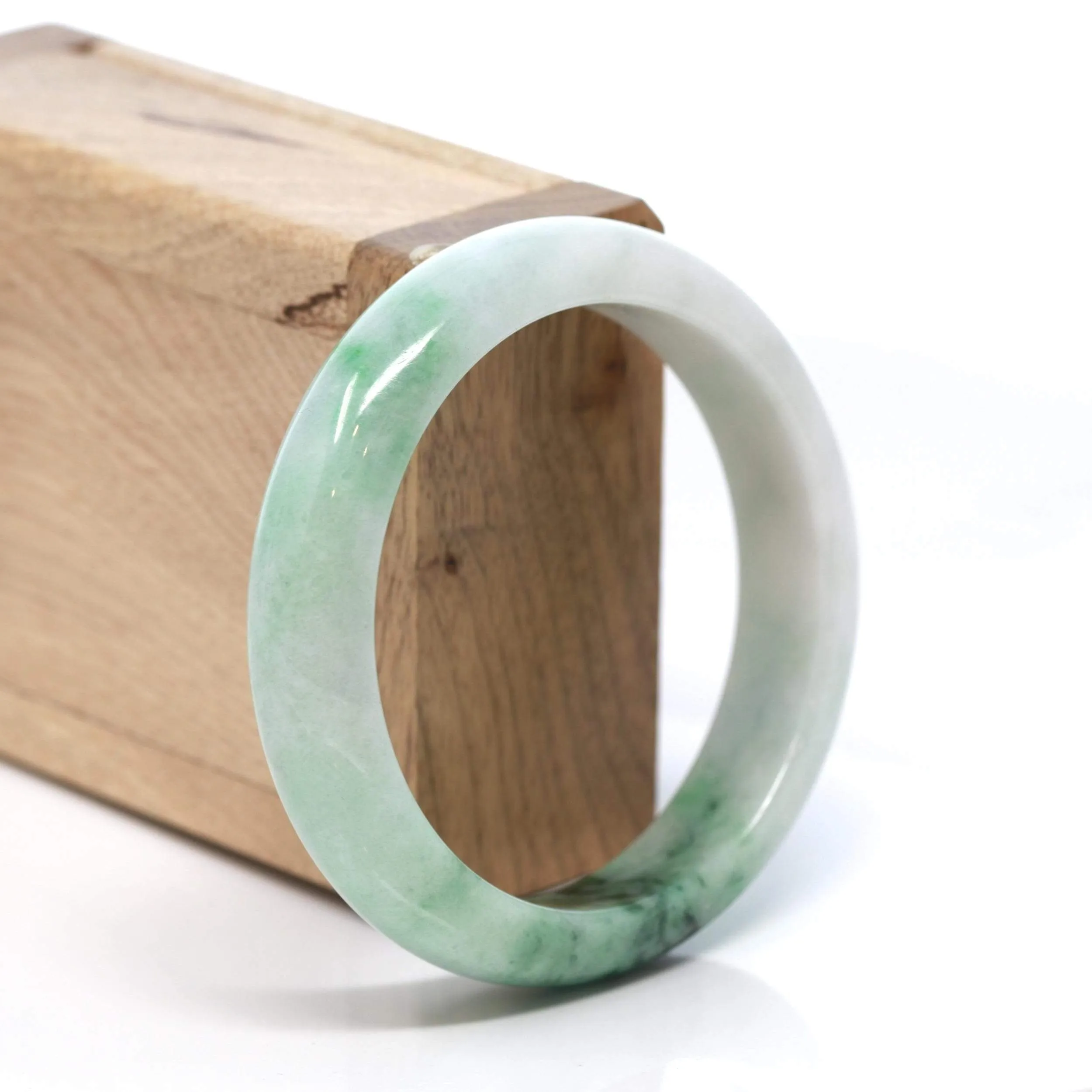 RealJade® "Classic Bangle" Genuine Burmese Green Jadeite Jade Bangle Bracelet (57.0 mm) #183