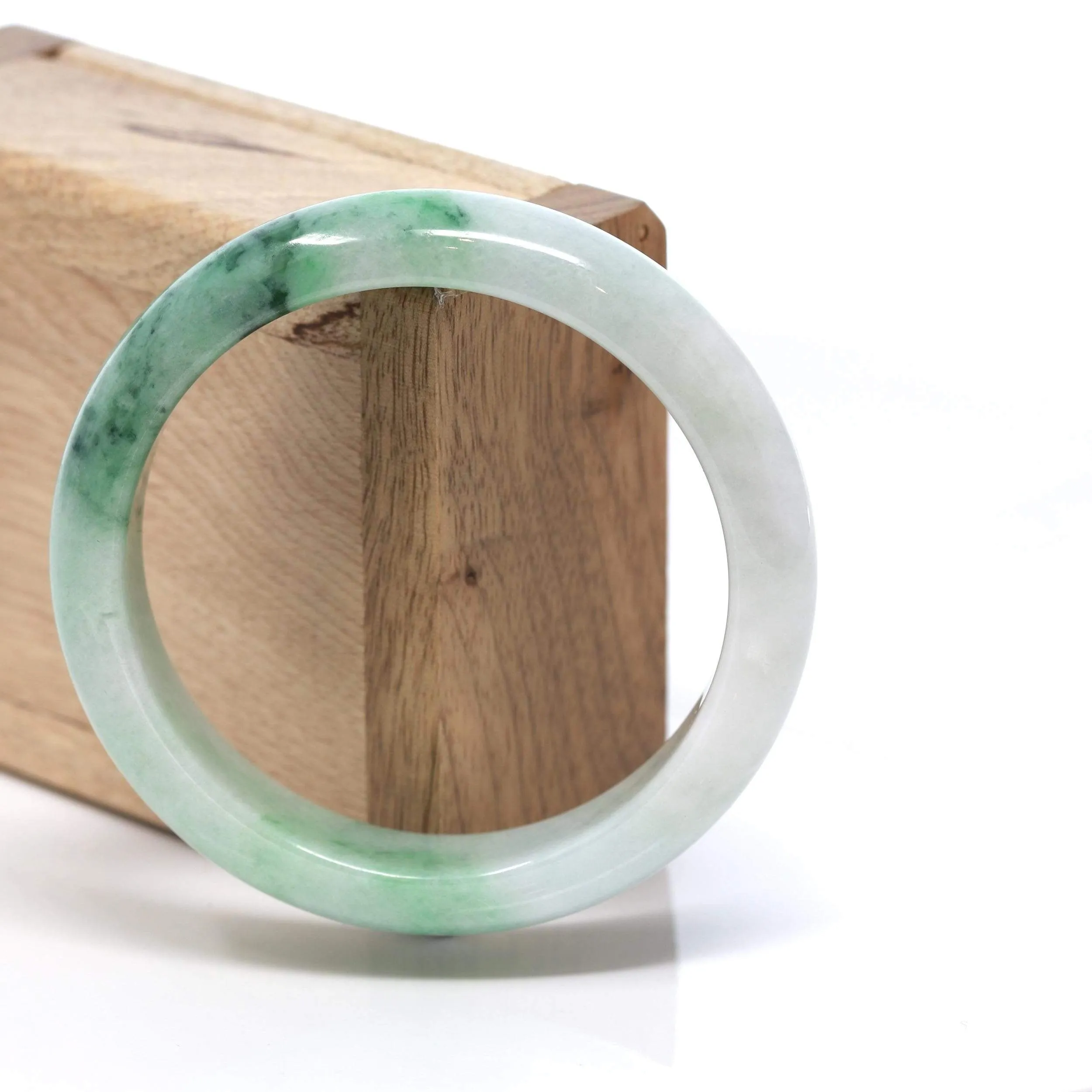 RealJade® "Classic Bangle" Genuine Burmese Green Jadeite Jade Bangle Bracelet (57.0 mm) #183