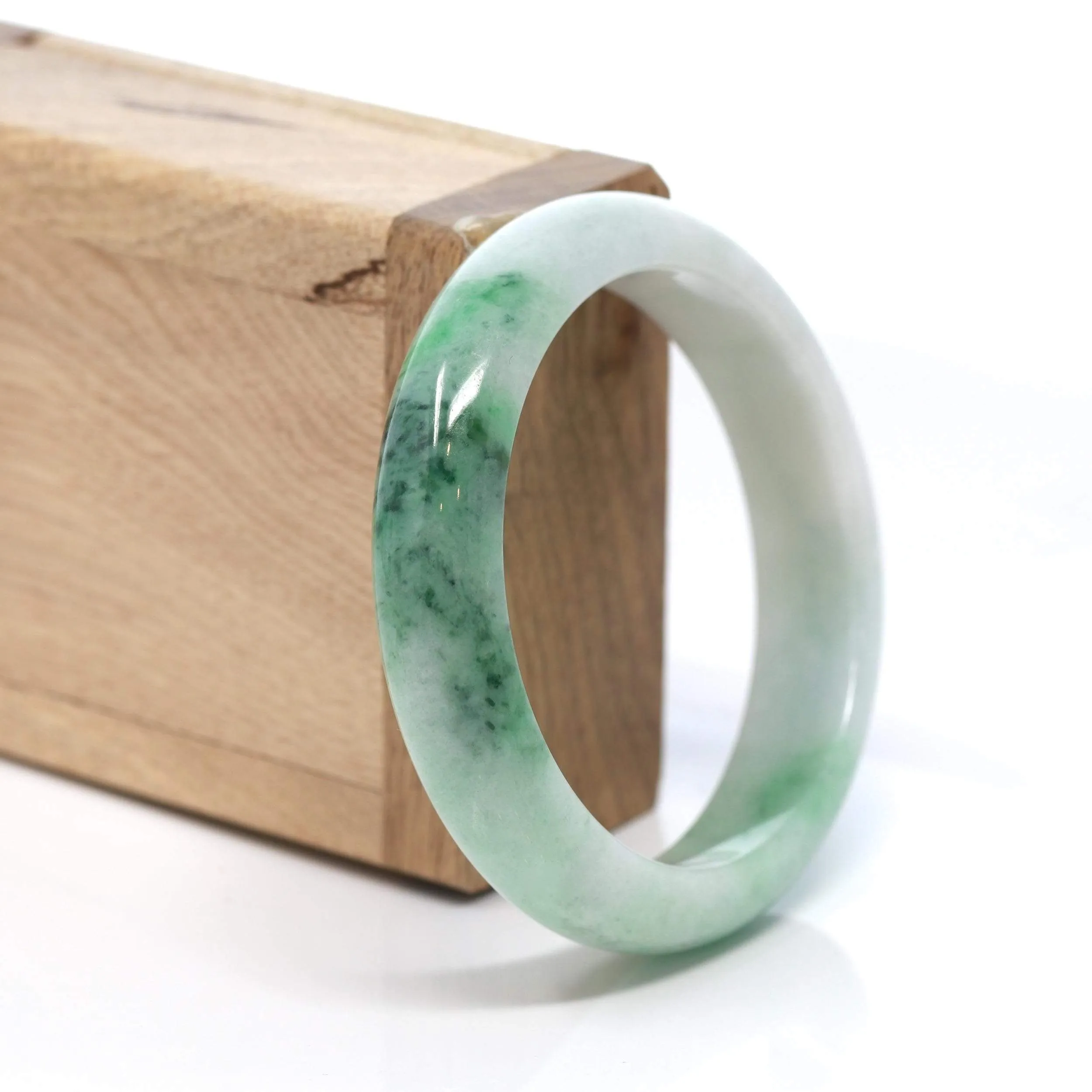 RealJade® "Classic Bangle" Genuine Burmese Green Jadeite Jade Bangle Bracelet (57.0 mm) #183