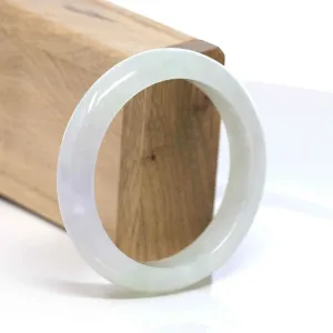 RealJade® "Classic Bangle" Whitish Lavender Natural Jadeite Jade Bangle (57.28mm) #575