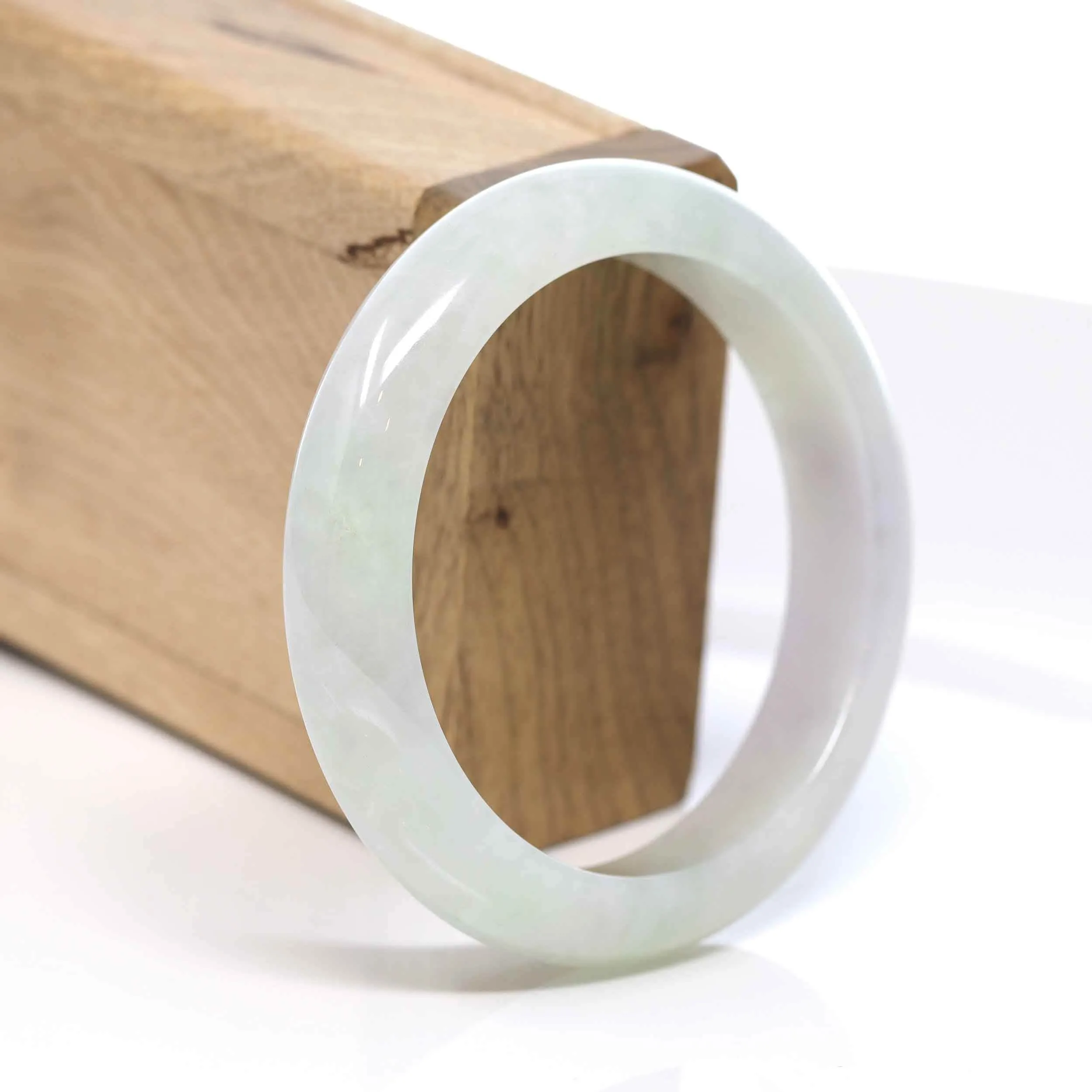 RealJade® "Classic Bangle" Whitish Lavender Natural Jadeite Jade Bangle (57.28mm) #575