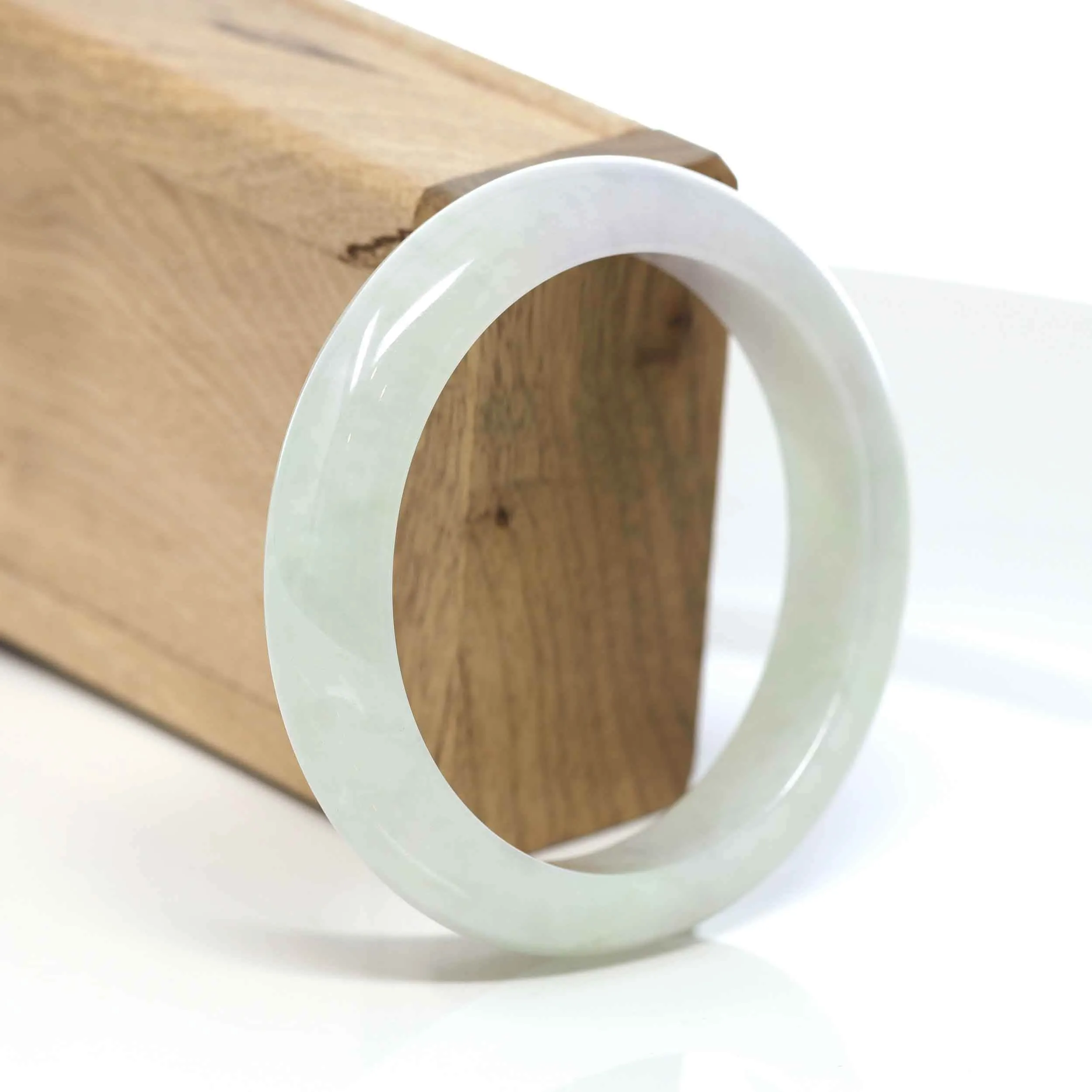 RealJade® "Classic Bangle" Whitish Lavender Natural Jadeite Jade Bangle (57.28mm) #575