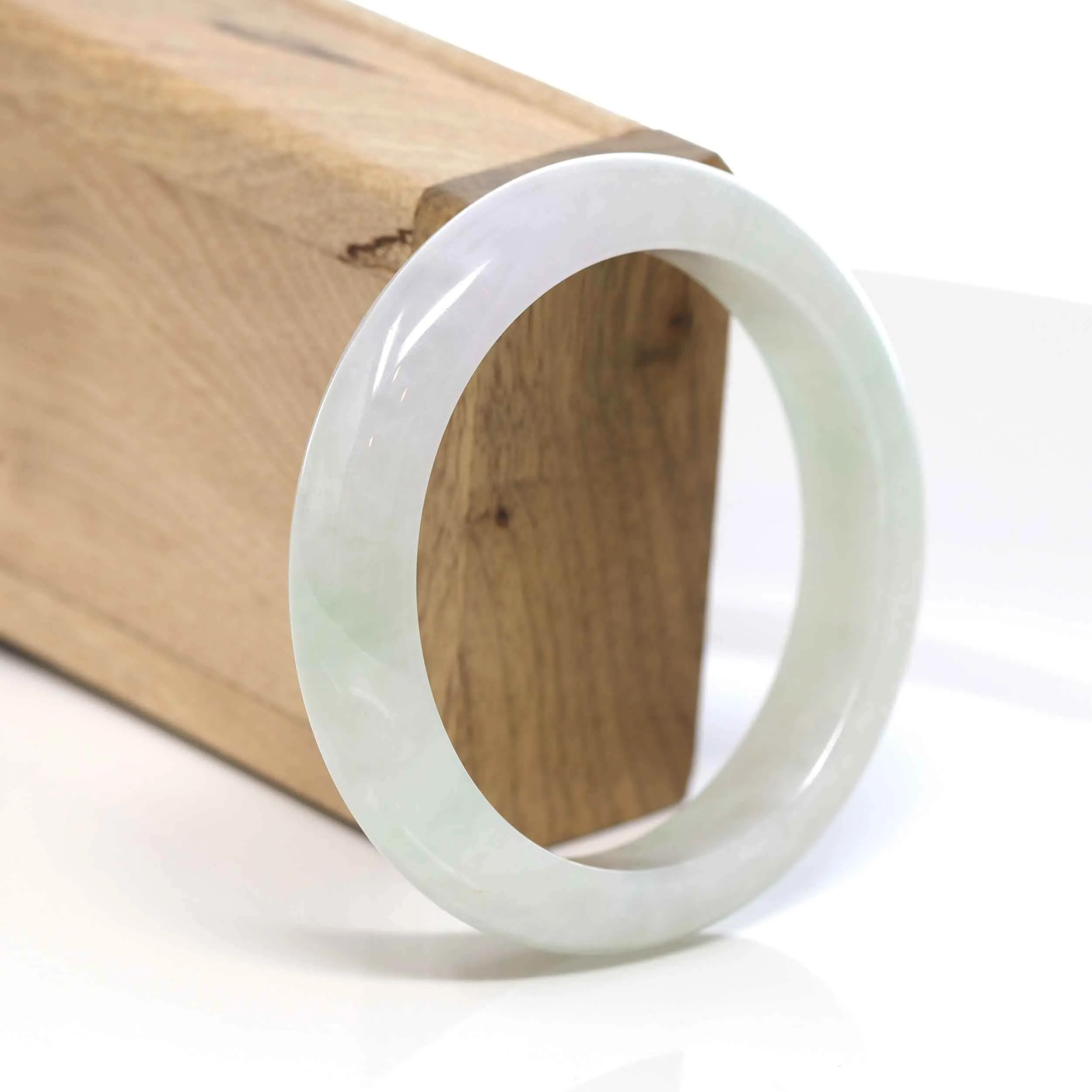 RealJade® "Classic Bangle" Whitish Lavender Natural Jadeite Jade Bangle (57.28mm) #575