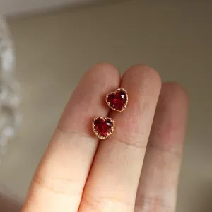Red Heart 925 Sterling Silver Stud Earrings