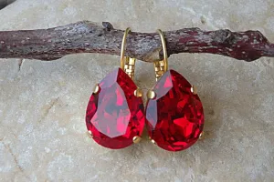 Red Ruby Drop Earrings