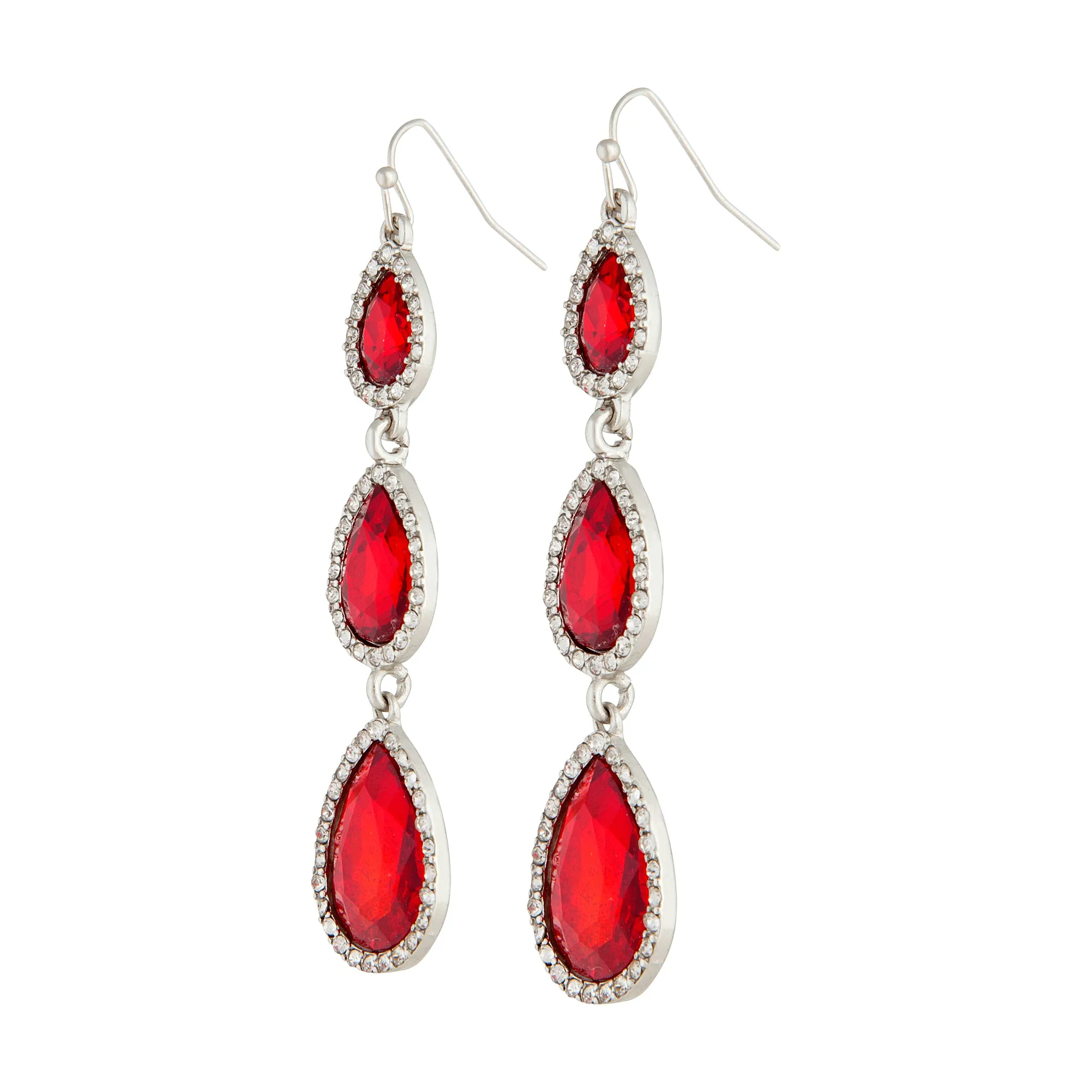 Red Teardrop Diamante Drop Earring