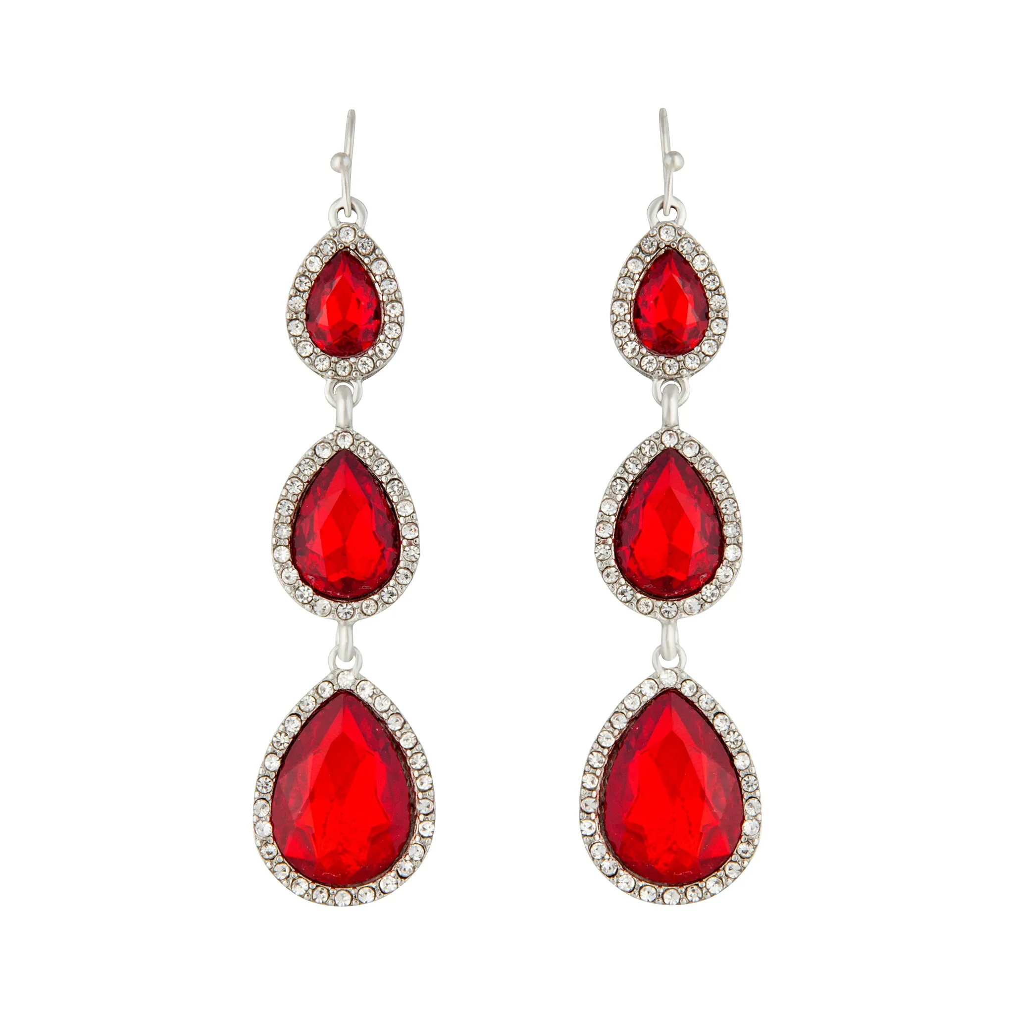 Red Teardrop Diamante Drop Earring