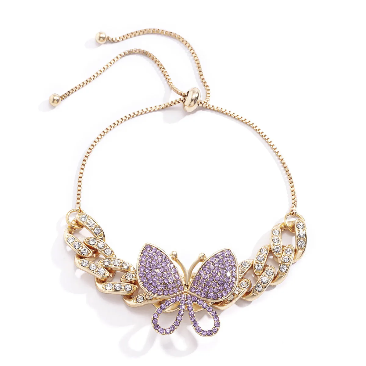 Retro Diamond Butterfly Pendant Bracelet