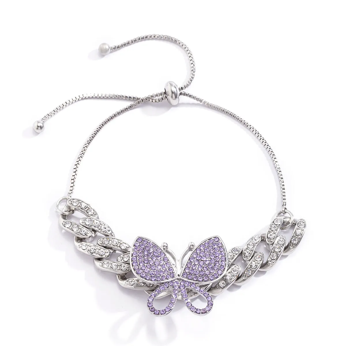 Retro Diamond Butterfly Pendant Bracelet