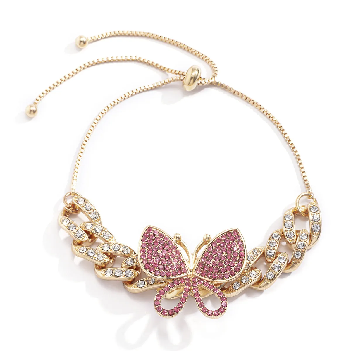 Retro Diamond Butterfly Pendant Bracelet