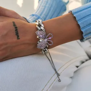 Retro Diamond Butterfly Pendant Bracelet