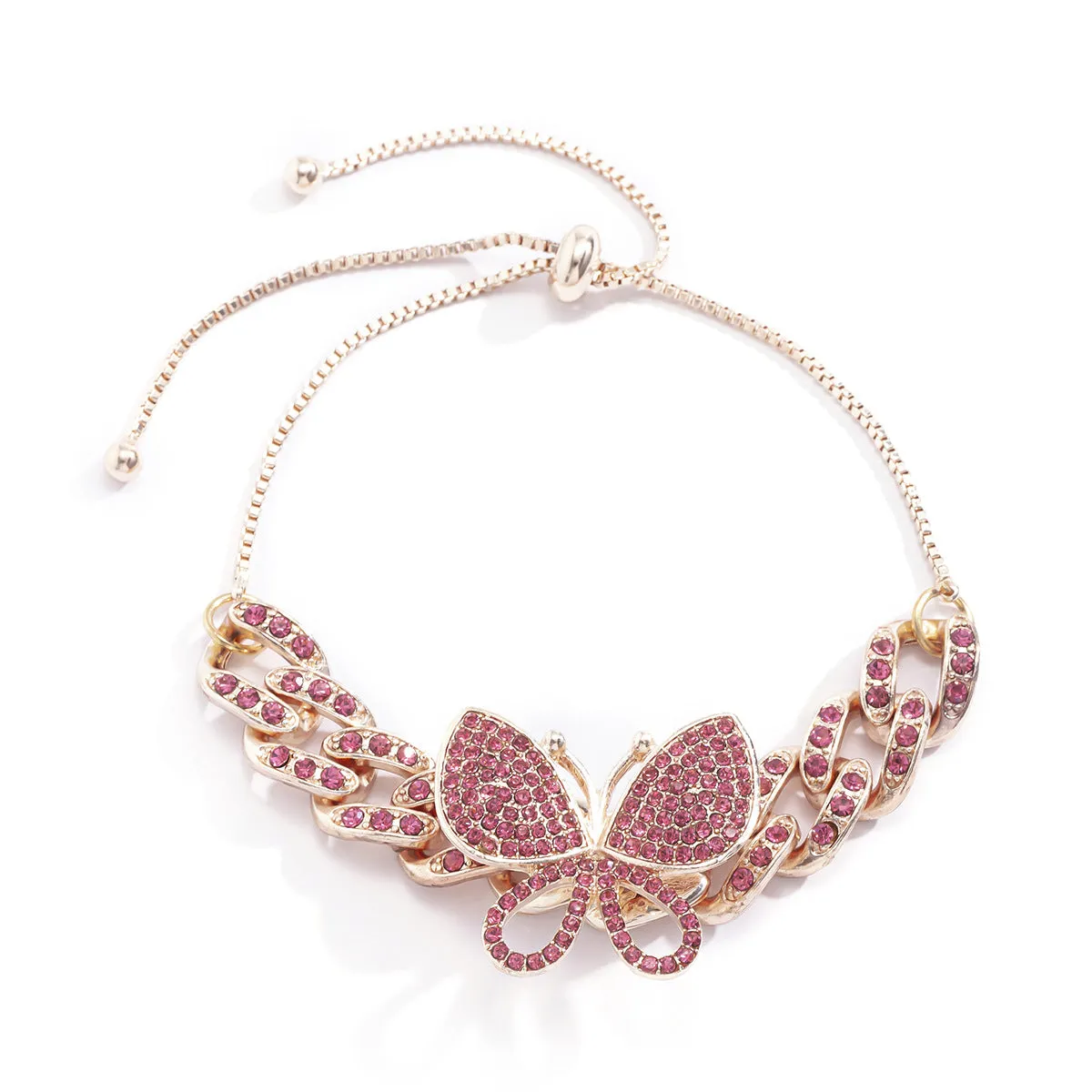 Retro Diamond Butterfly Pendant Bracelet