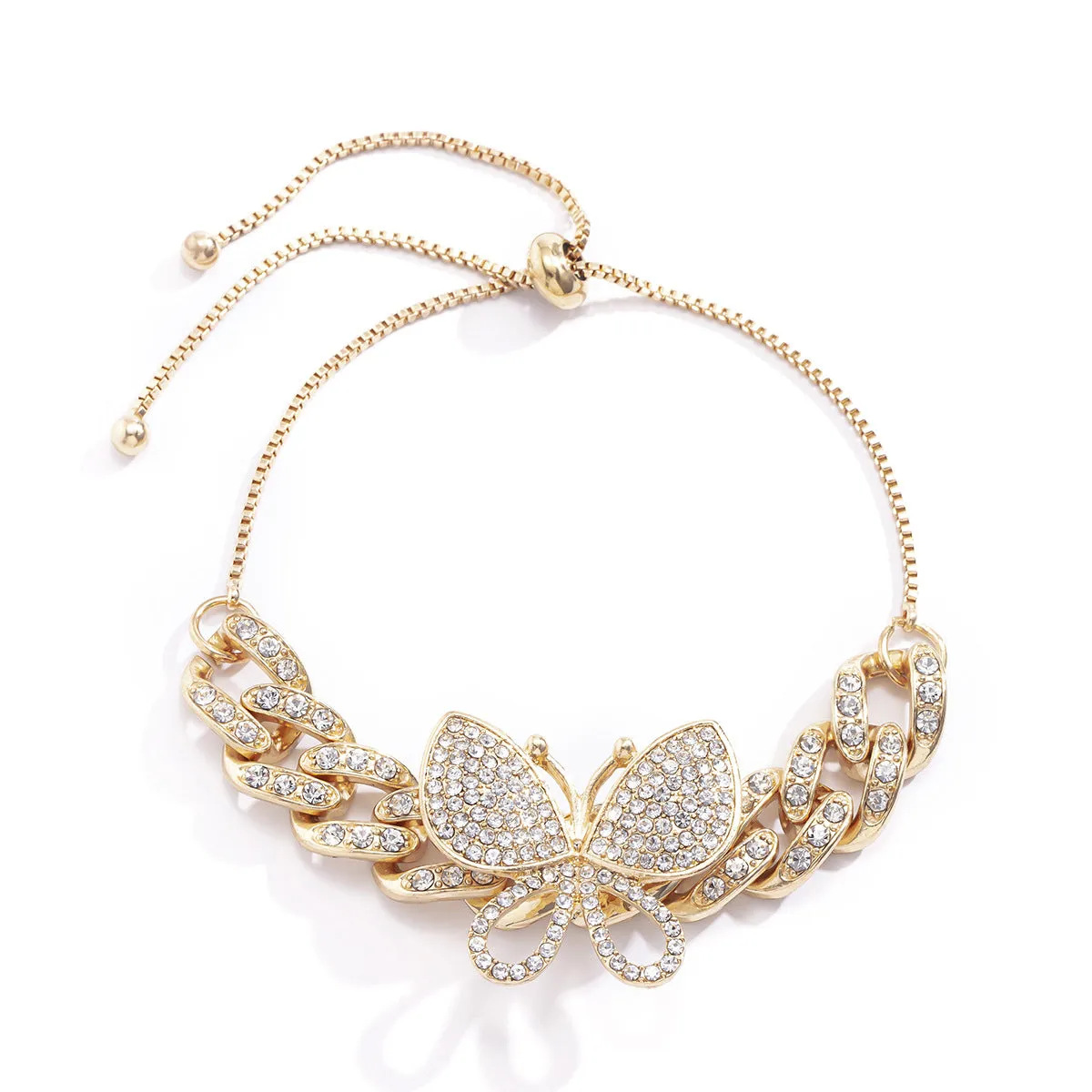 Retro Diamond Butterfly Pendant Bracelet