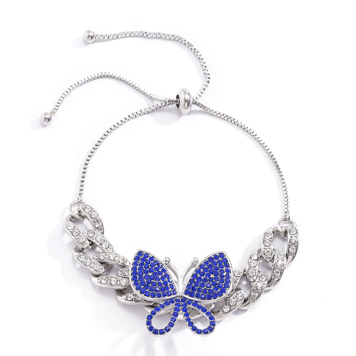 Retro Diamond Butterfly Pendant Bracelet