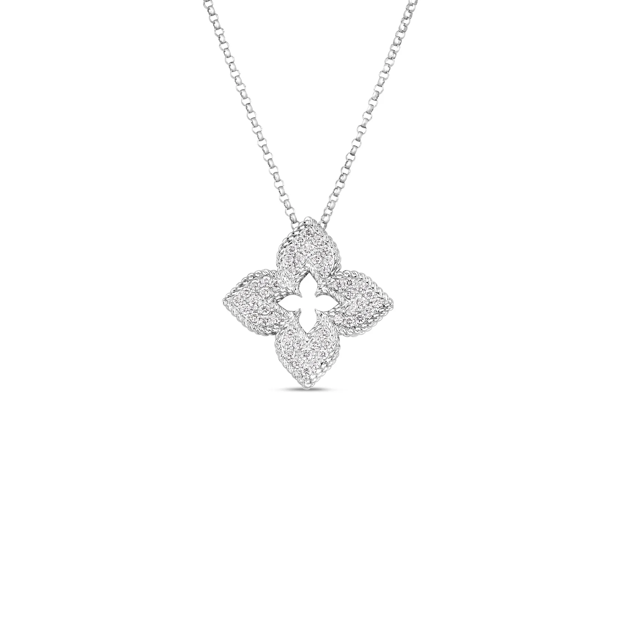 Roberto Coin 18k White Gold Venetian Princess Diamond Necklace