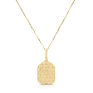 Roberto Coin Pickle Ball Textured Racket Pendant in 18K Yellow Gold
