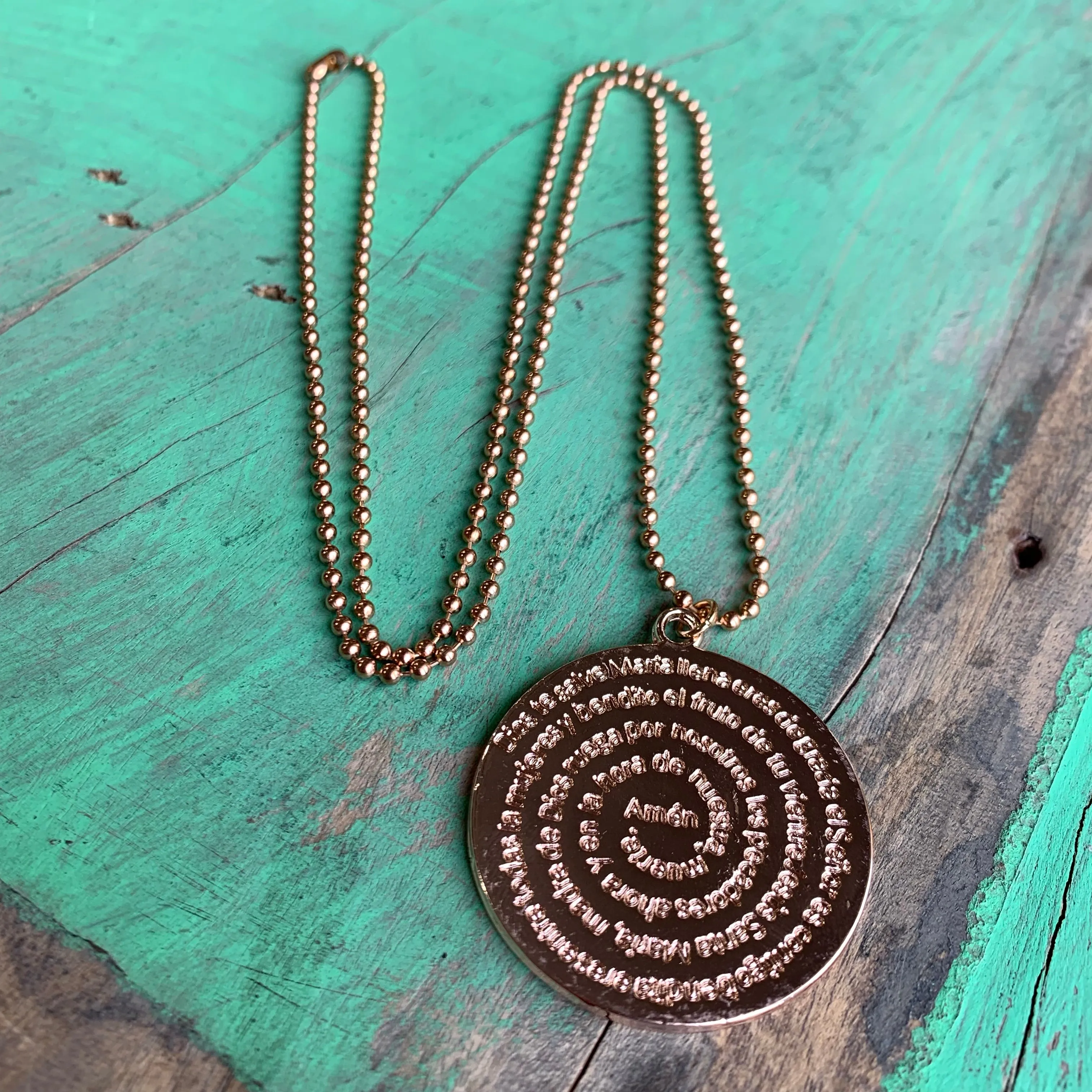 Rose Gold Ava Maria Prayer Necklace